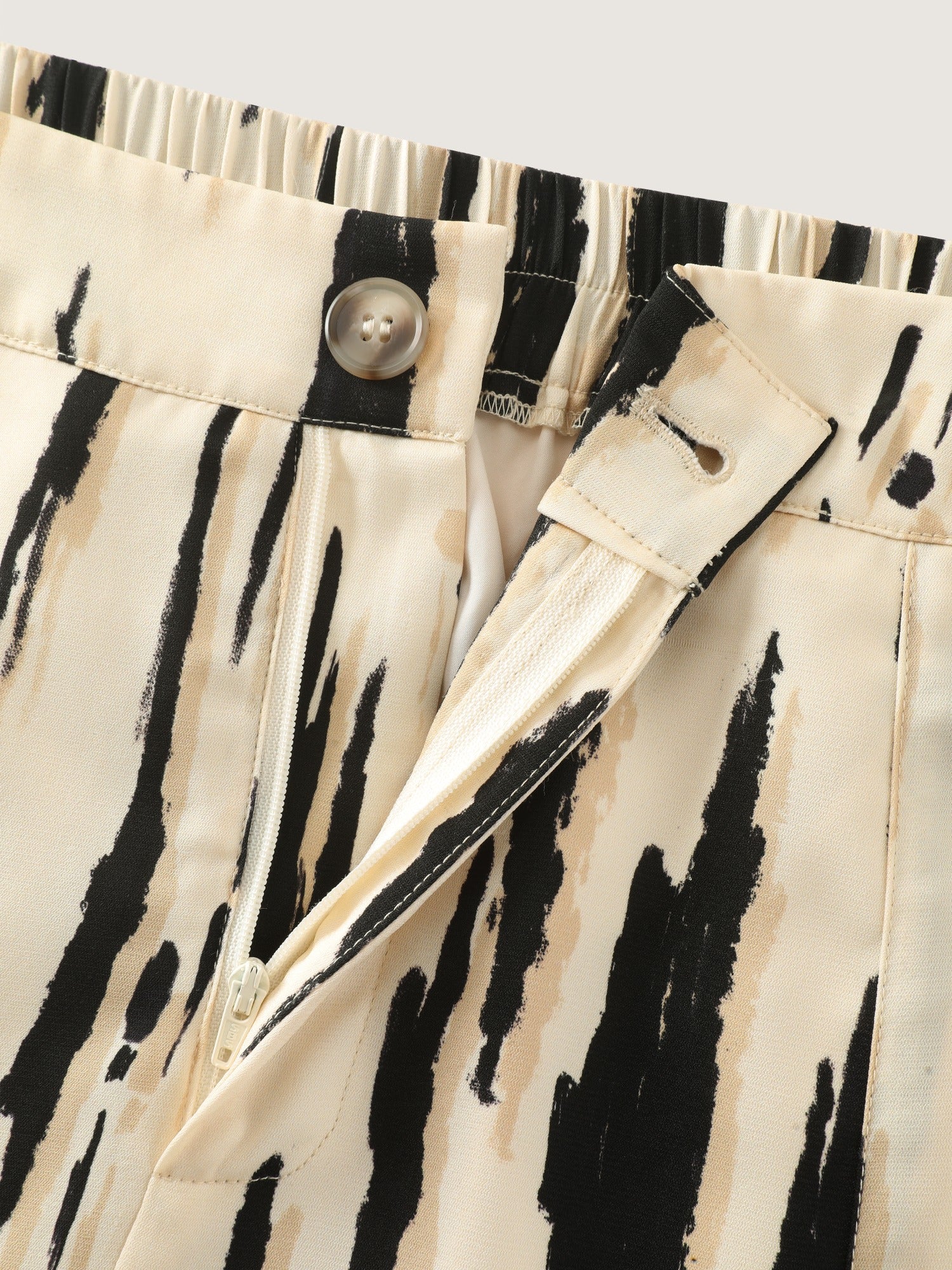 Abstract Print Side Slit Wide Leg Pants - Image 6