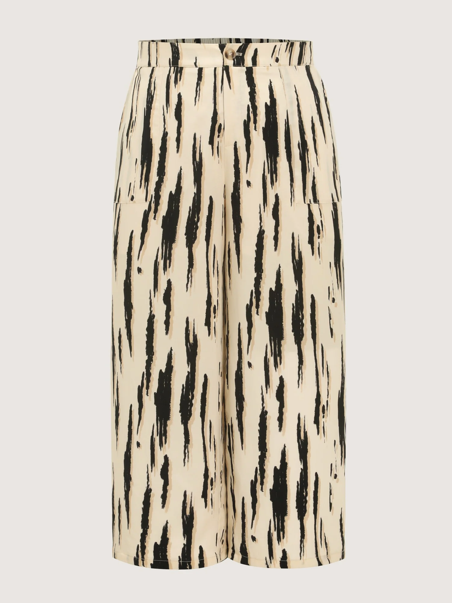 Abstract Print Side Slit Wide Leg Pants - Image 8
