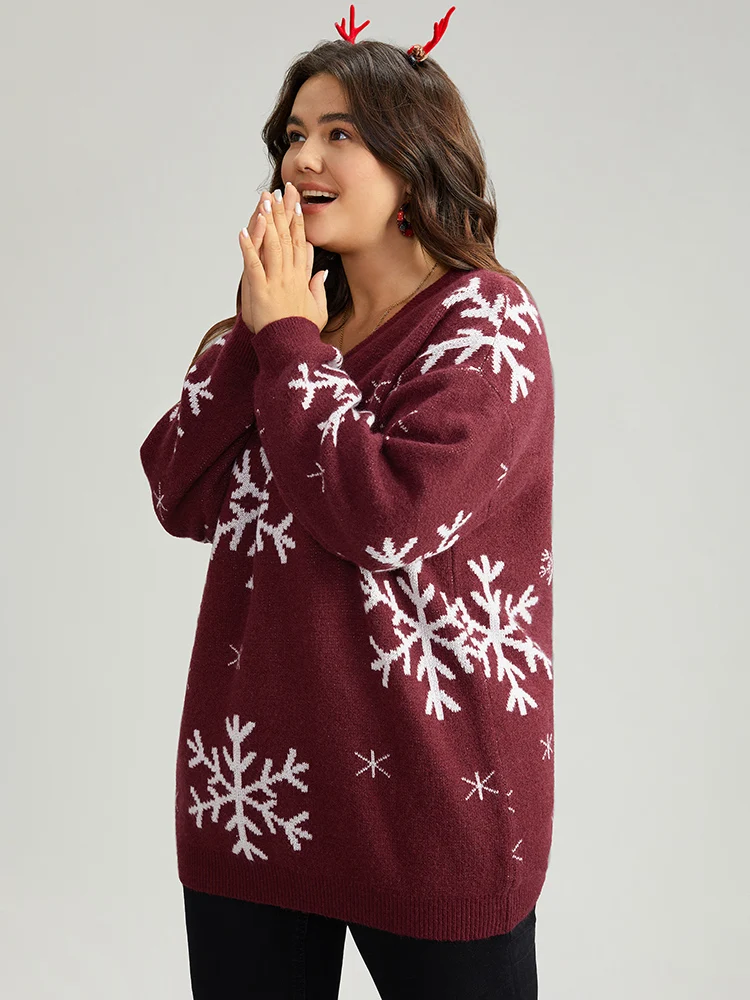 Anti-Pilling Snowflake Print Pullover - Image 9