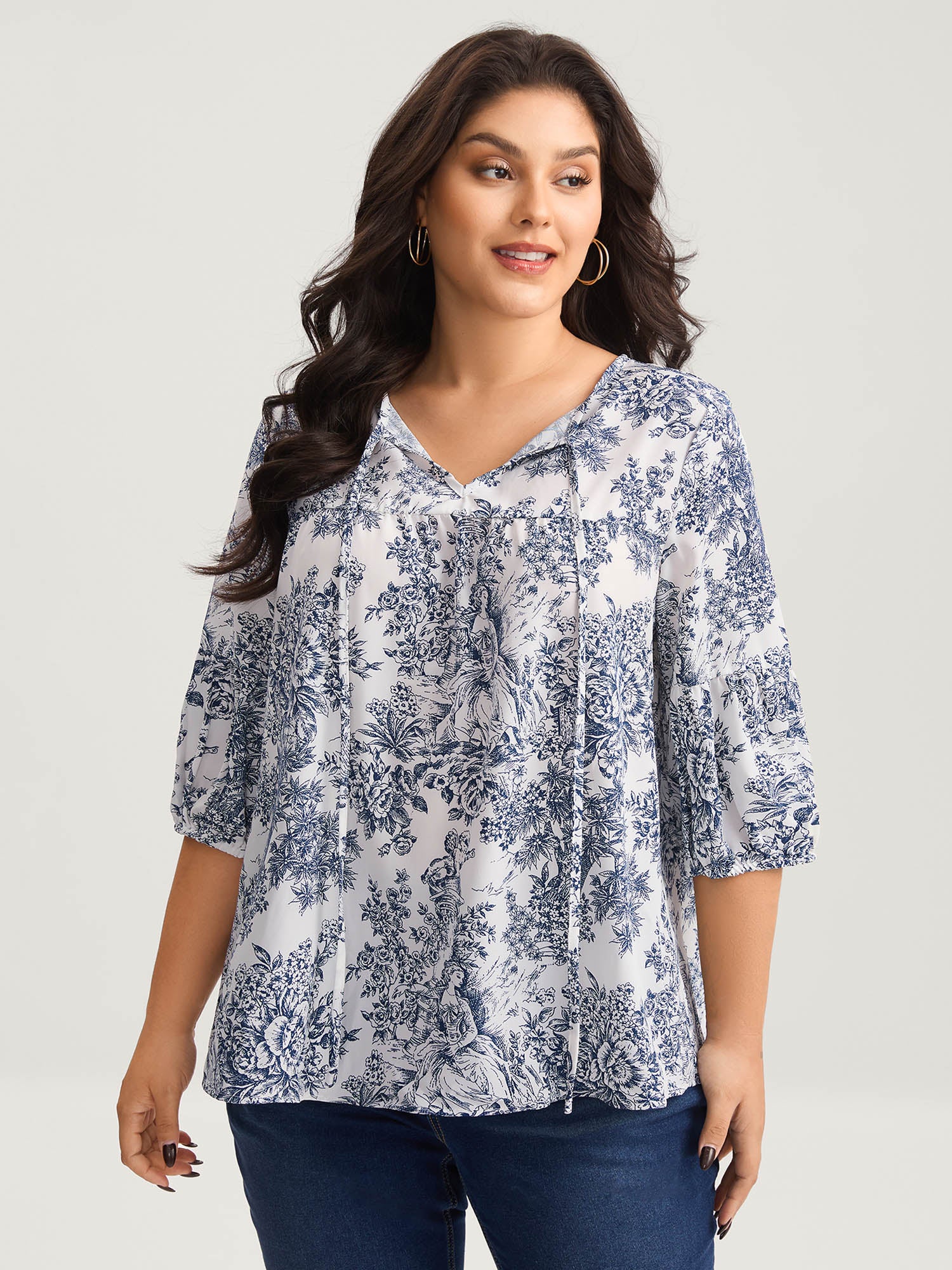 Artistic Print A-Line Blouse
