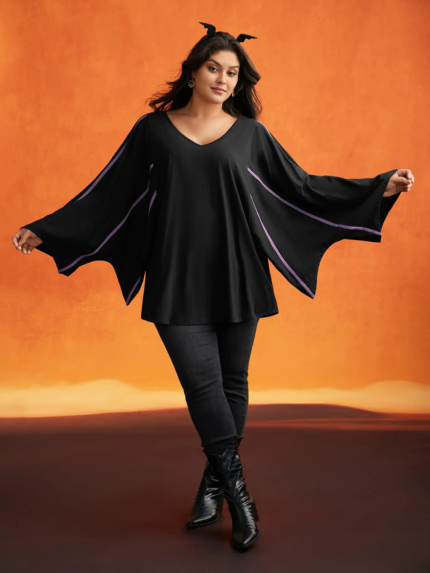 Bat Wing Shaped Sleeves T-shirt