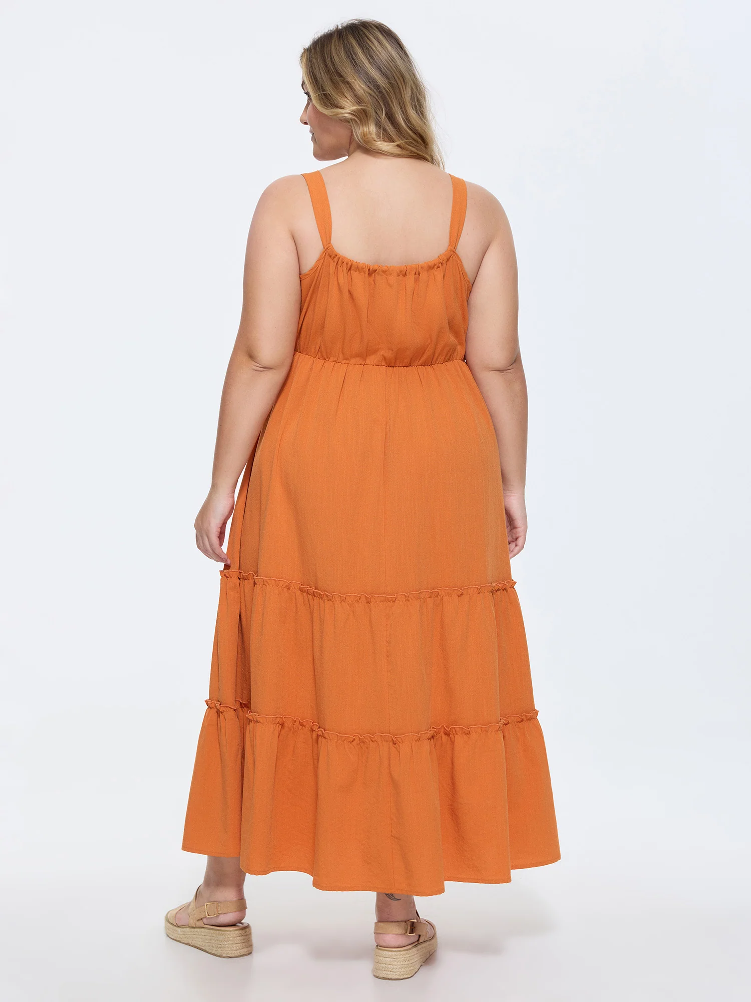 Bowknot Neckline Bust-Friendly Tiered Flowy Maxi Dress - Image 4