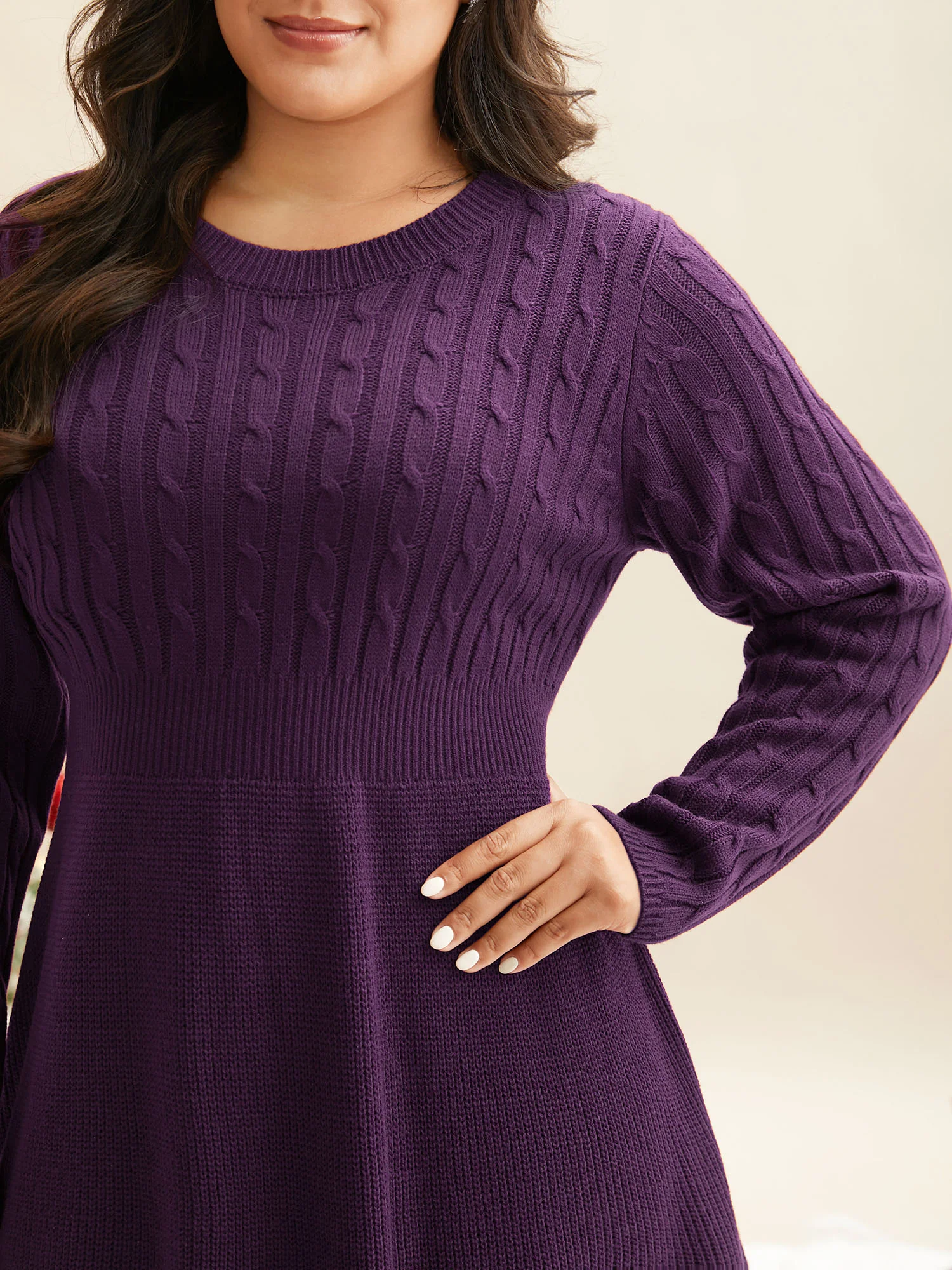 Cable Knit Fit-and-Flare Mini Sweater Dress - Image 22