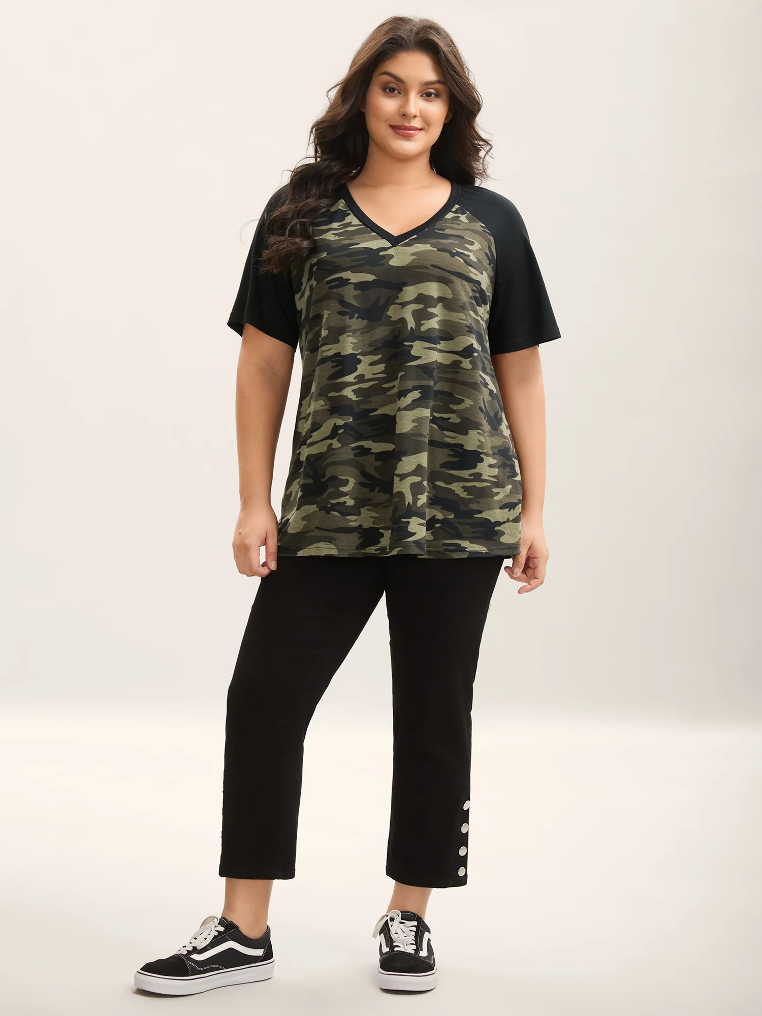Camouflage Print Raglan Sleeve T-Shirt - Image 3