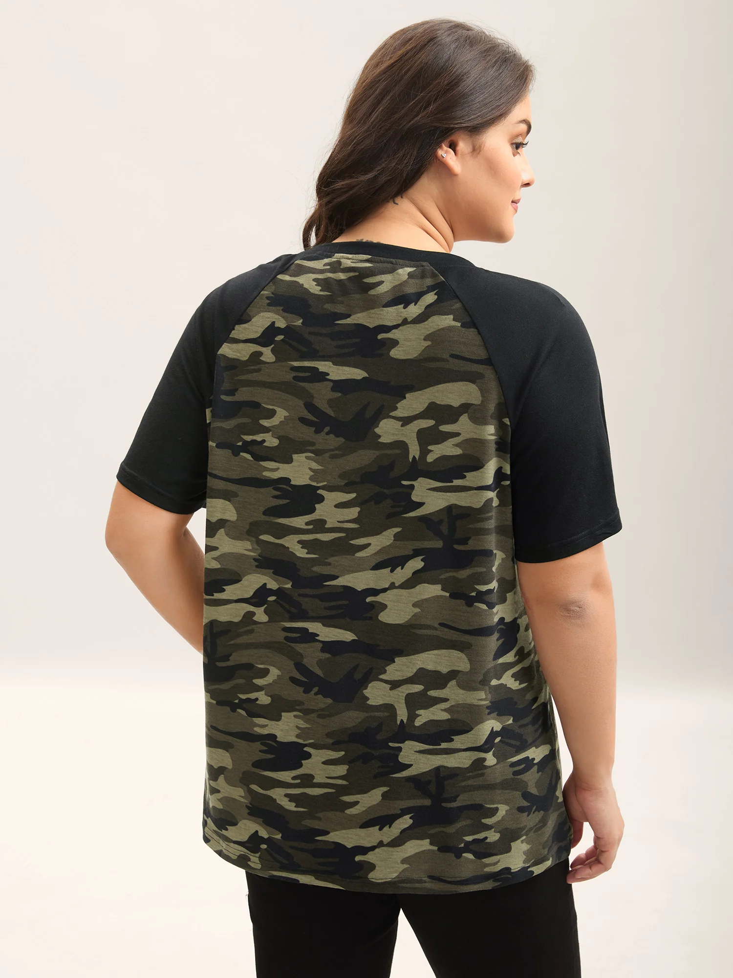Camouflage Print Raglan Sleeve T-Shirt - Image 4
