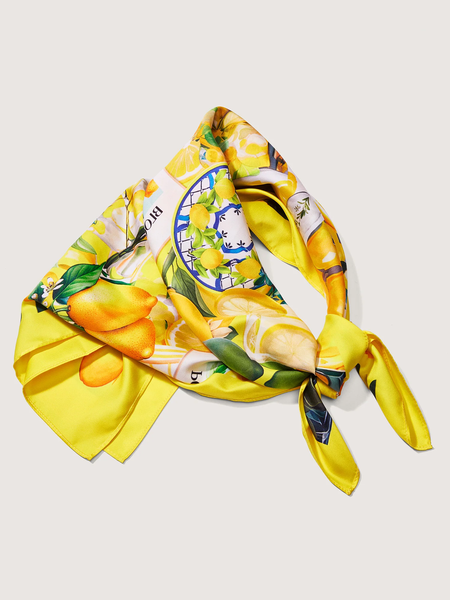 Citrus Lemon Print Contrast Scarf - Image 2