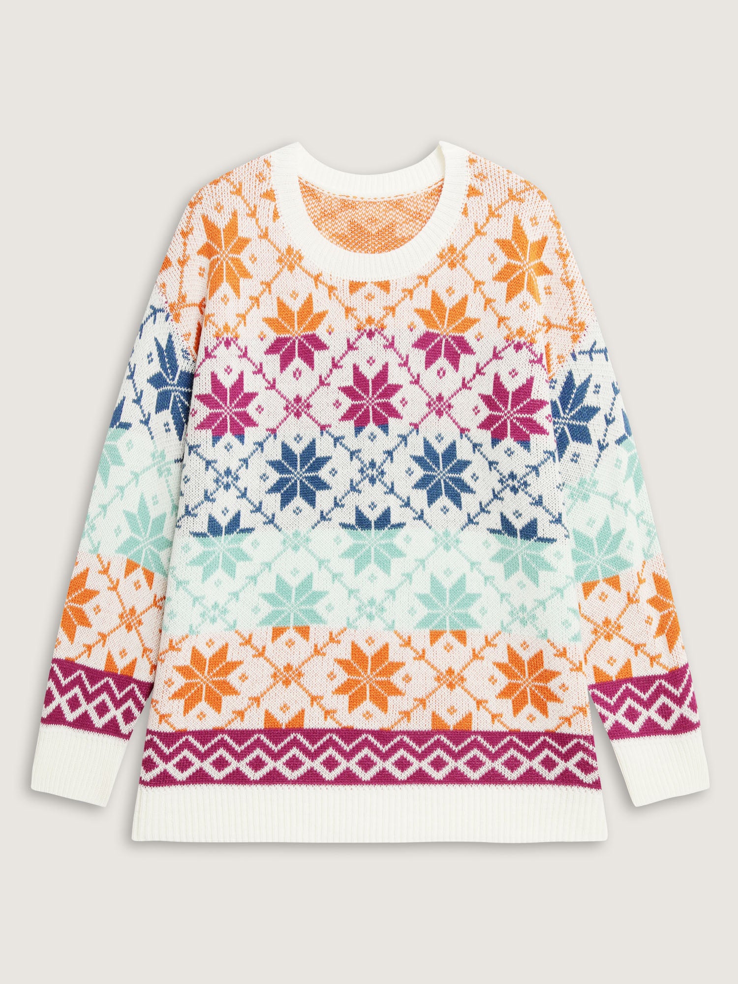 Color Gradient Snowflake Pattern Pullover - Image 11