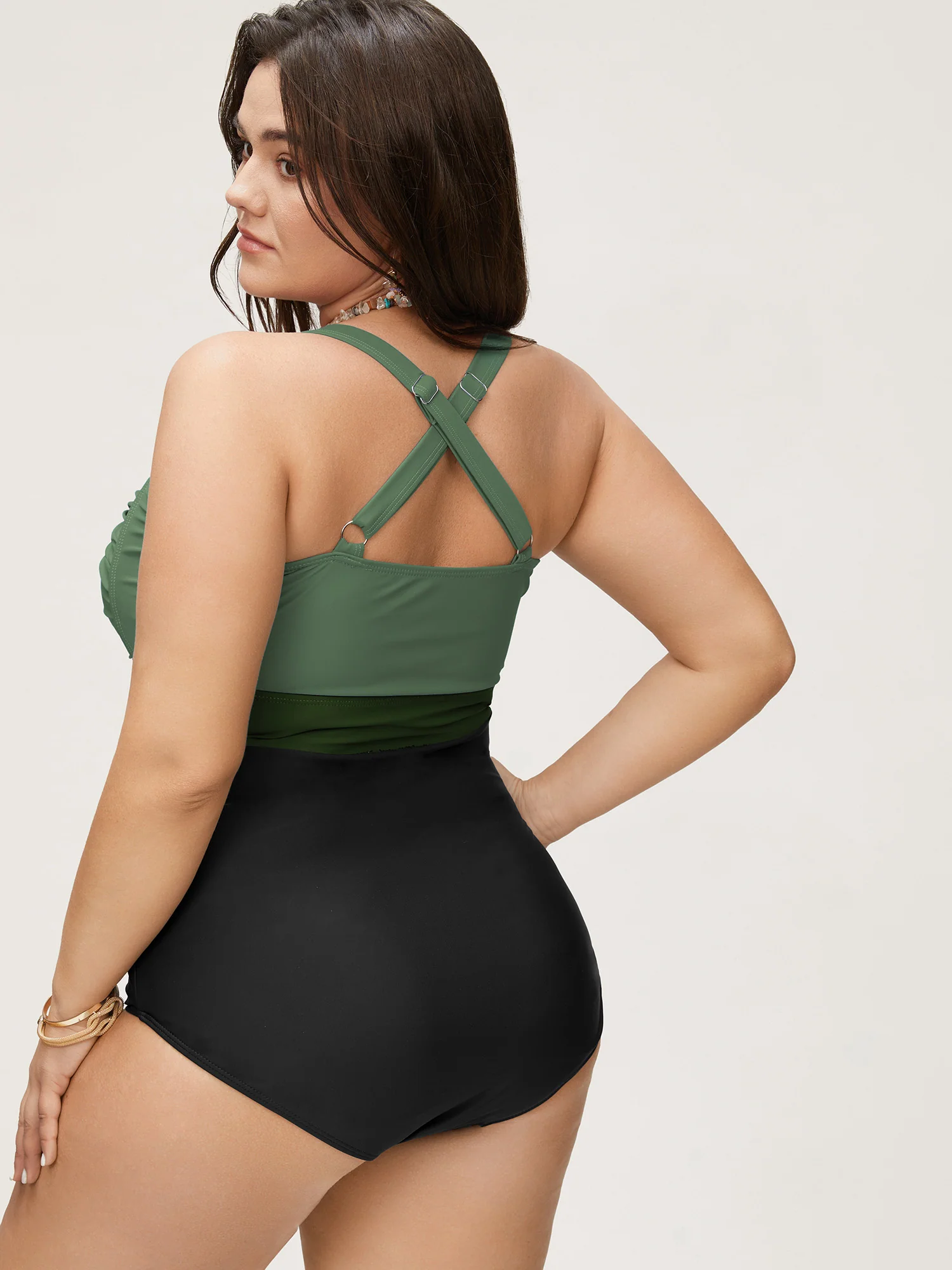 Contrast Twist Front Tummy-Control One Piece Swimsuit - Image 21
