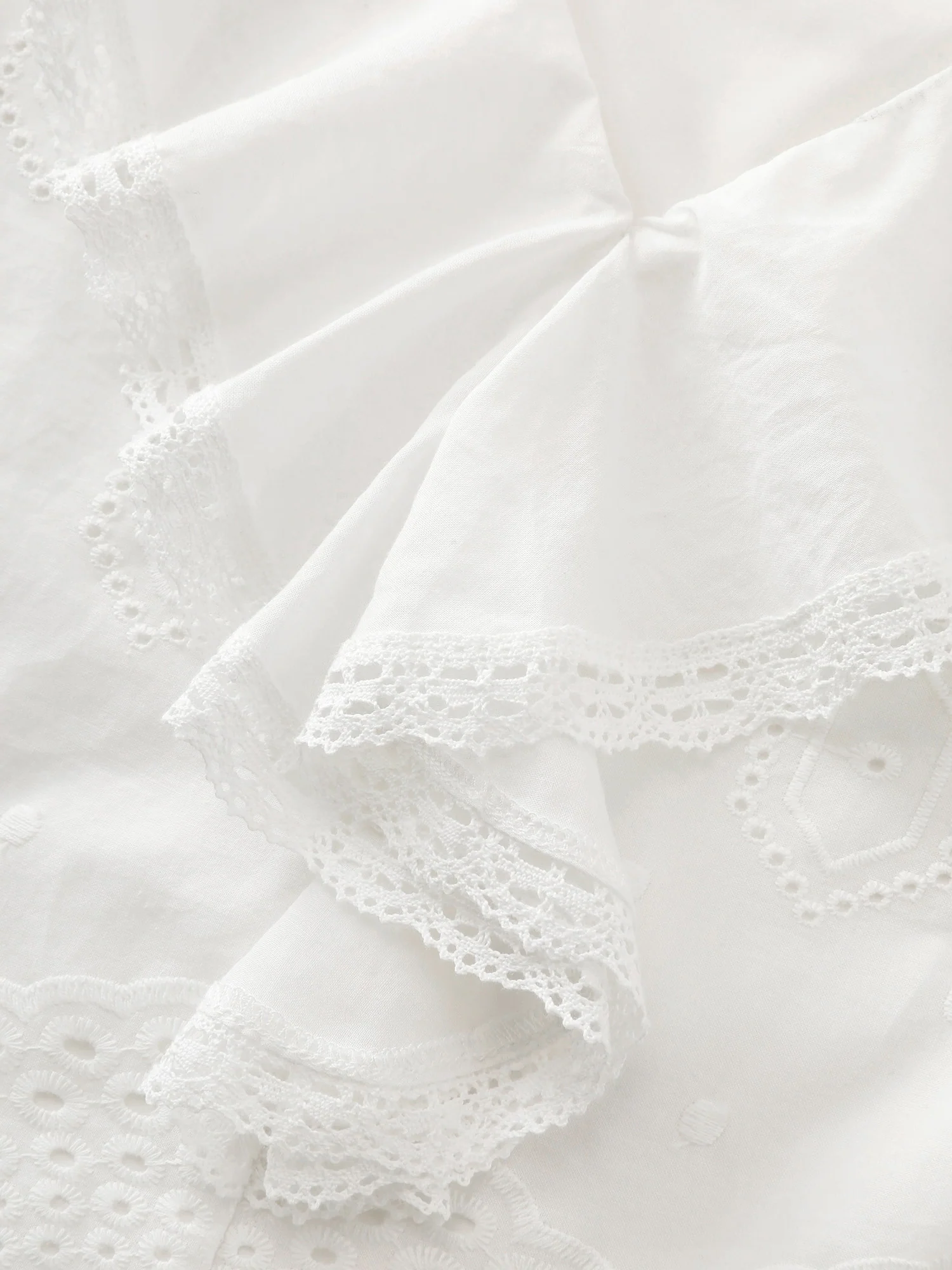 Cotton Cut-Out Lotus Leaf Neckline Blouse - Image 6