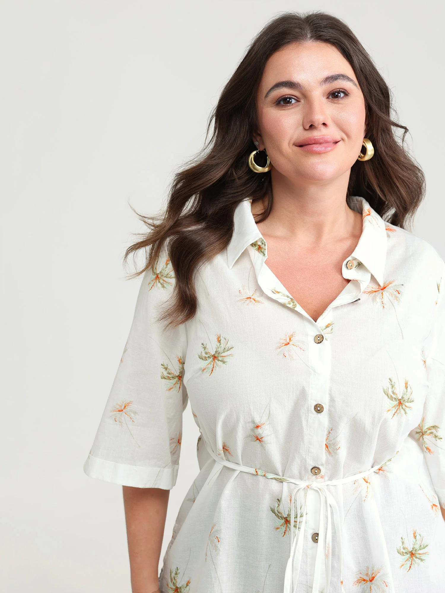 Cotton Floral Print Button-Front Shirt - Image 3