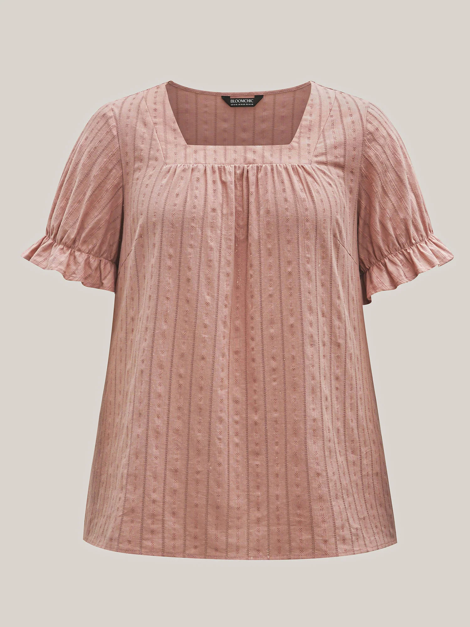 Cotton Square Neck Ruffled Sleeve Shirt - Image 7