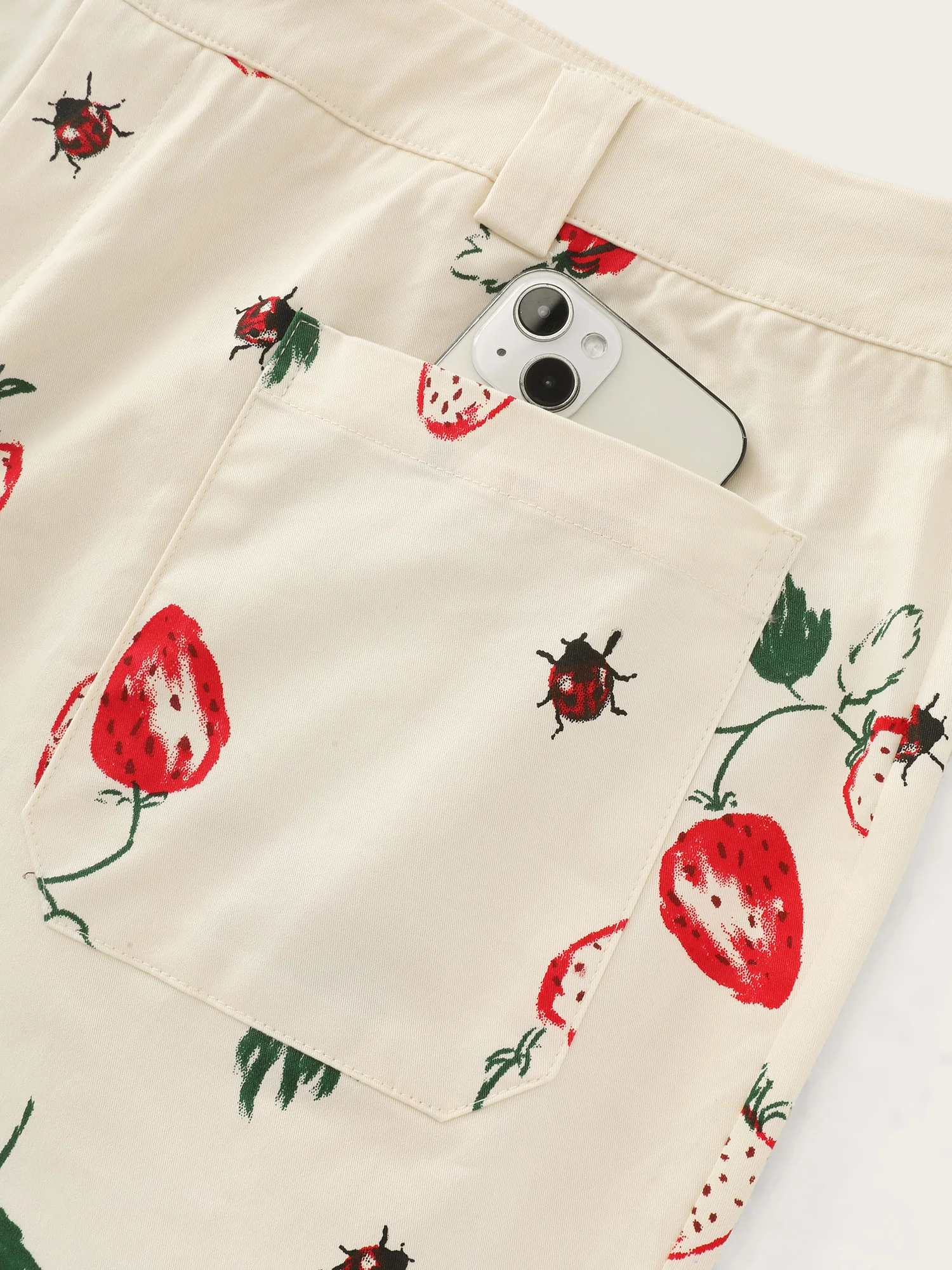 Cotton Strawberry Print Straight-Leg Pants - Image 6