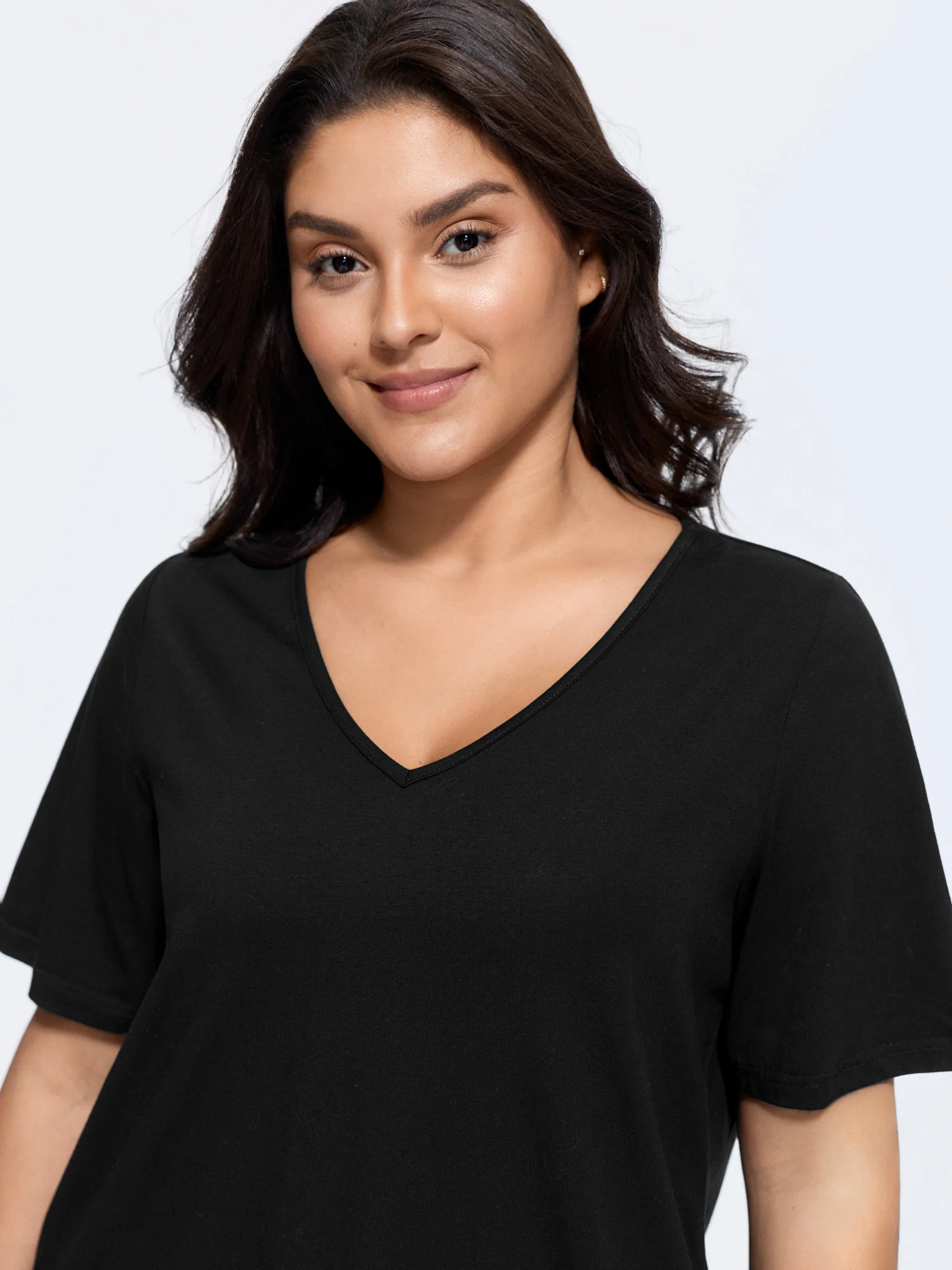 Cotton V Neck Plain Basic T-shirt - Image 2