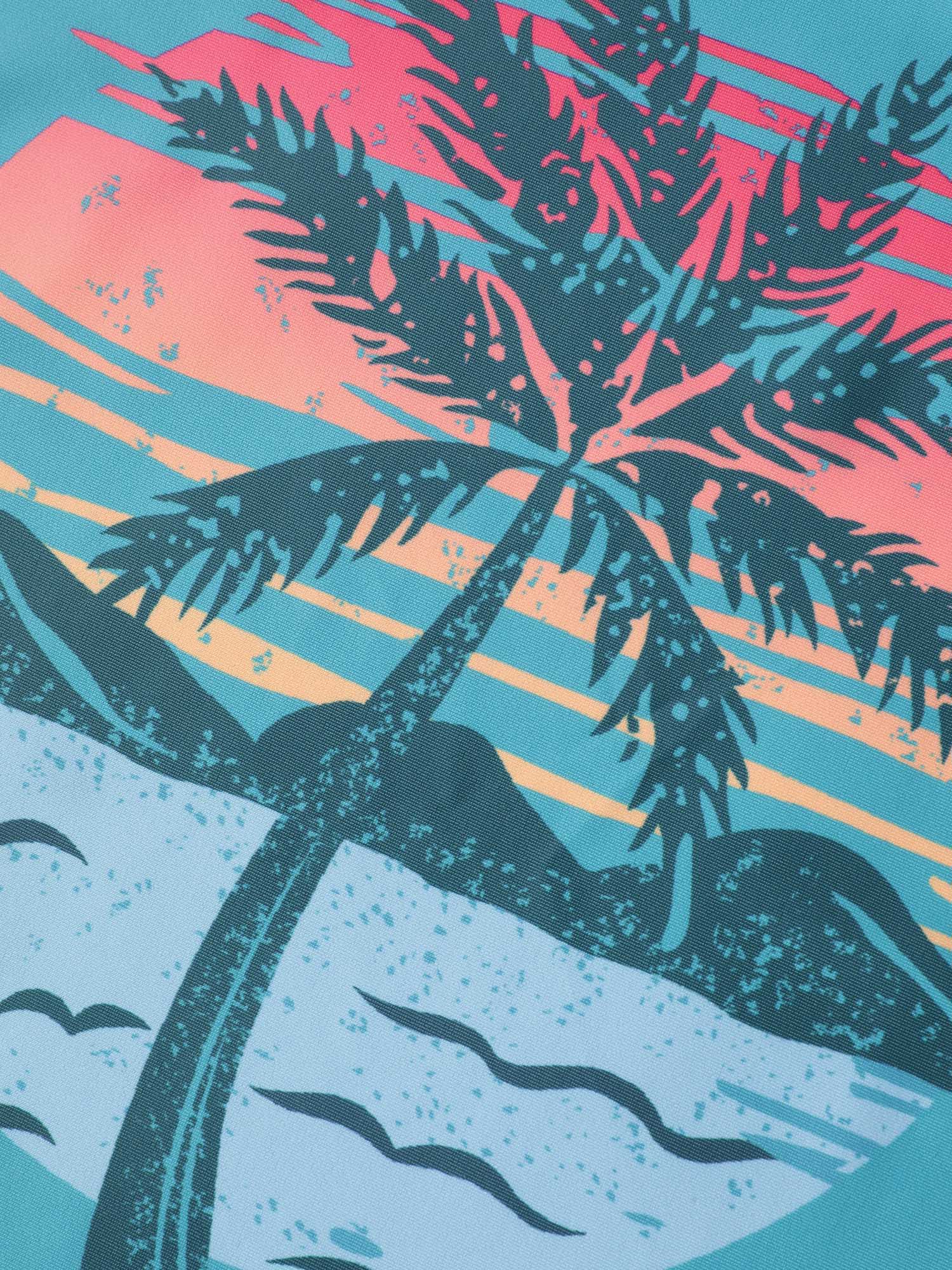 Island Print Drawstring Adjustable Swim Top - Image 6