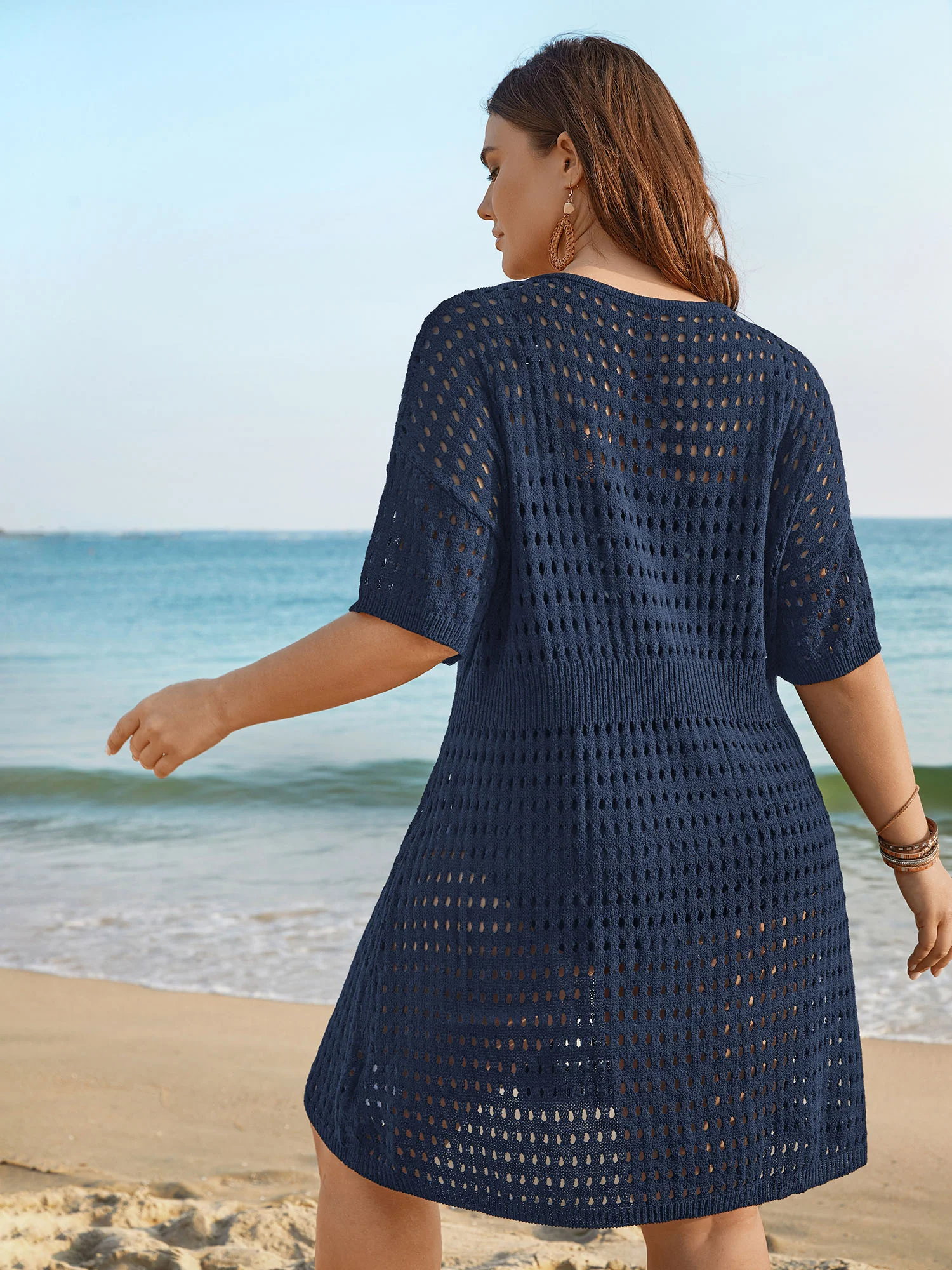 Cut-Out Waist-Cinched Button Swim Cover-Up - Image 2