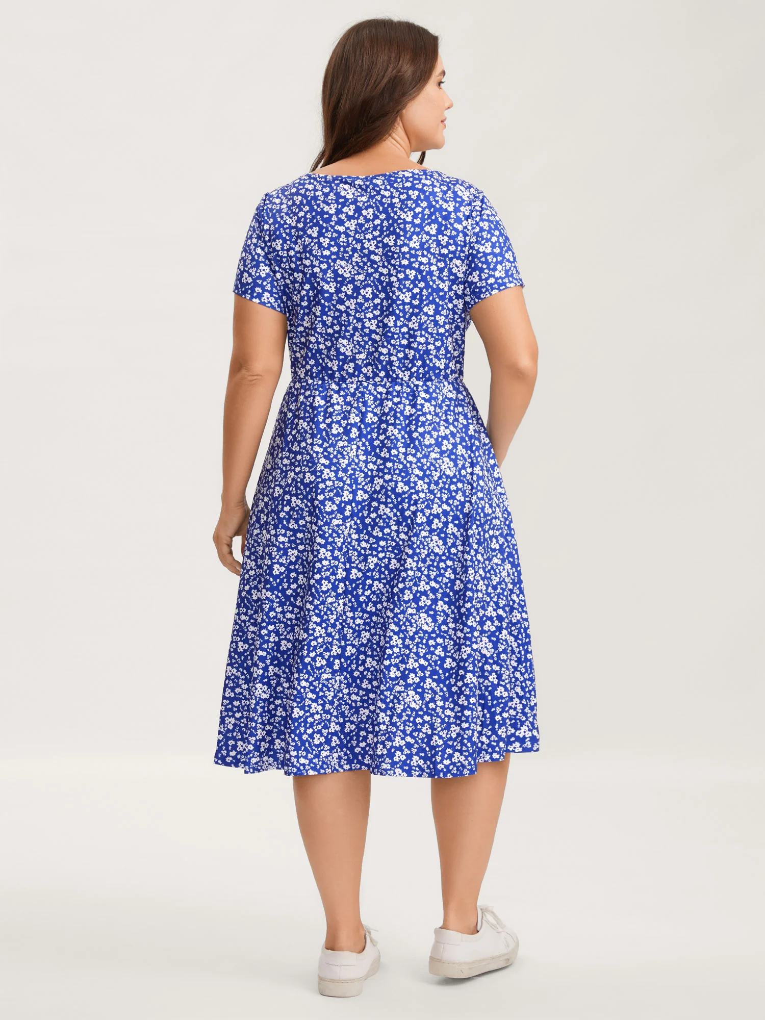 Ditsy Floral Elastic Waist Knot Drawstring Dress - Image 15