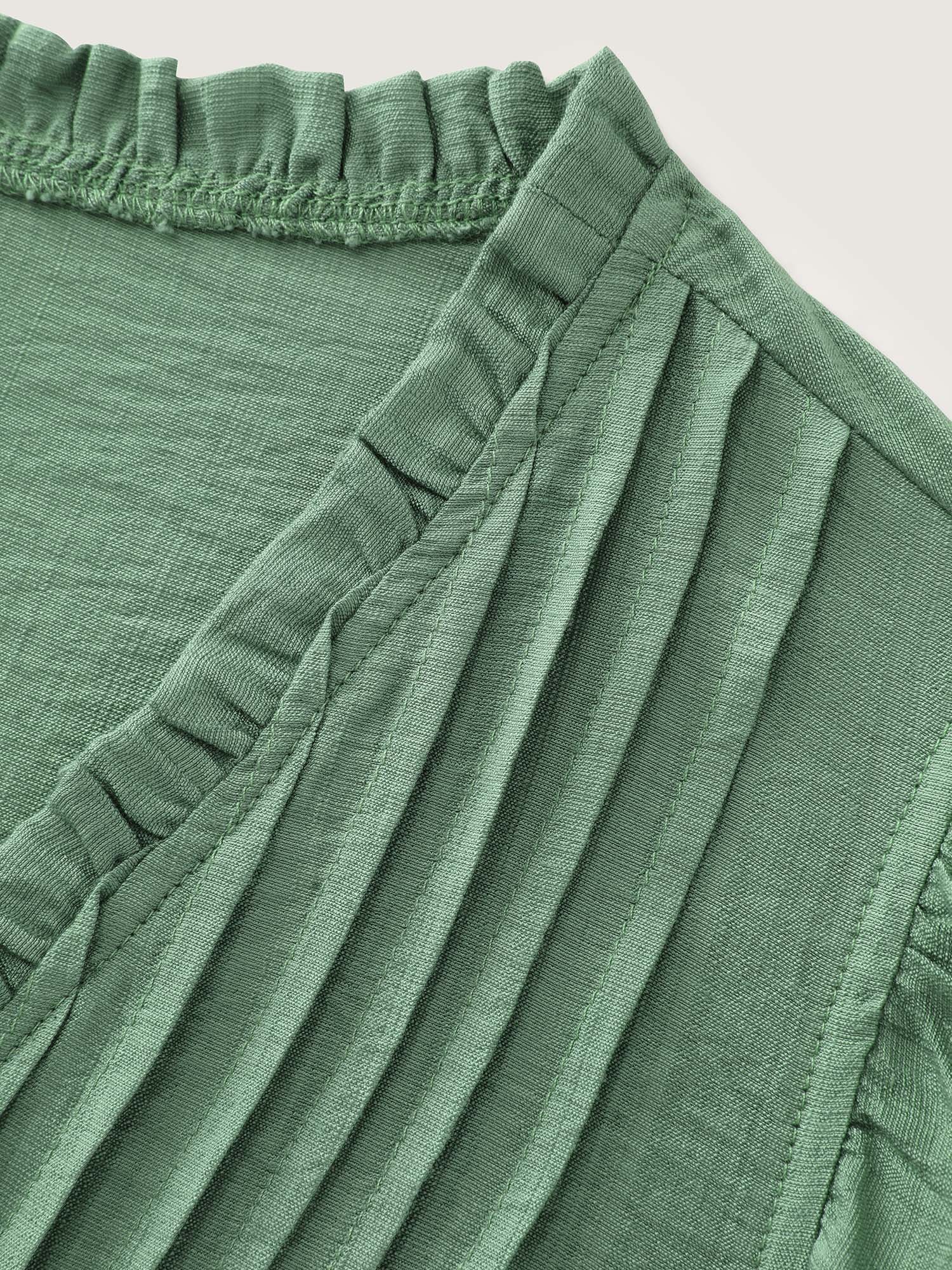 Everyday Pleated Lace Trim Blouse - Image 5