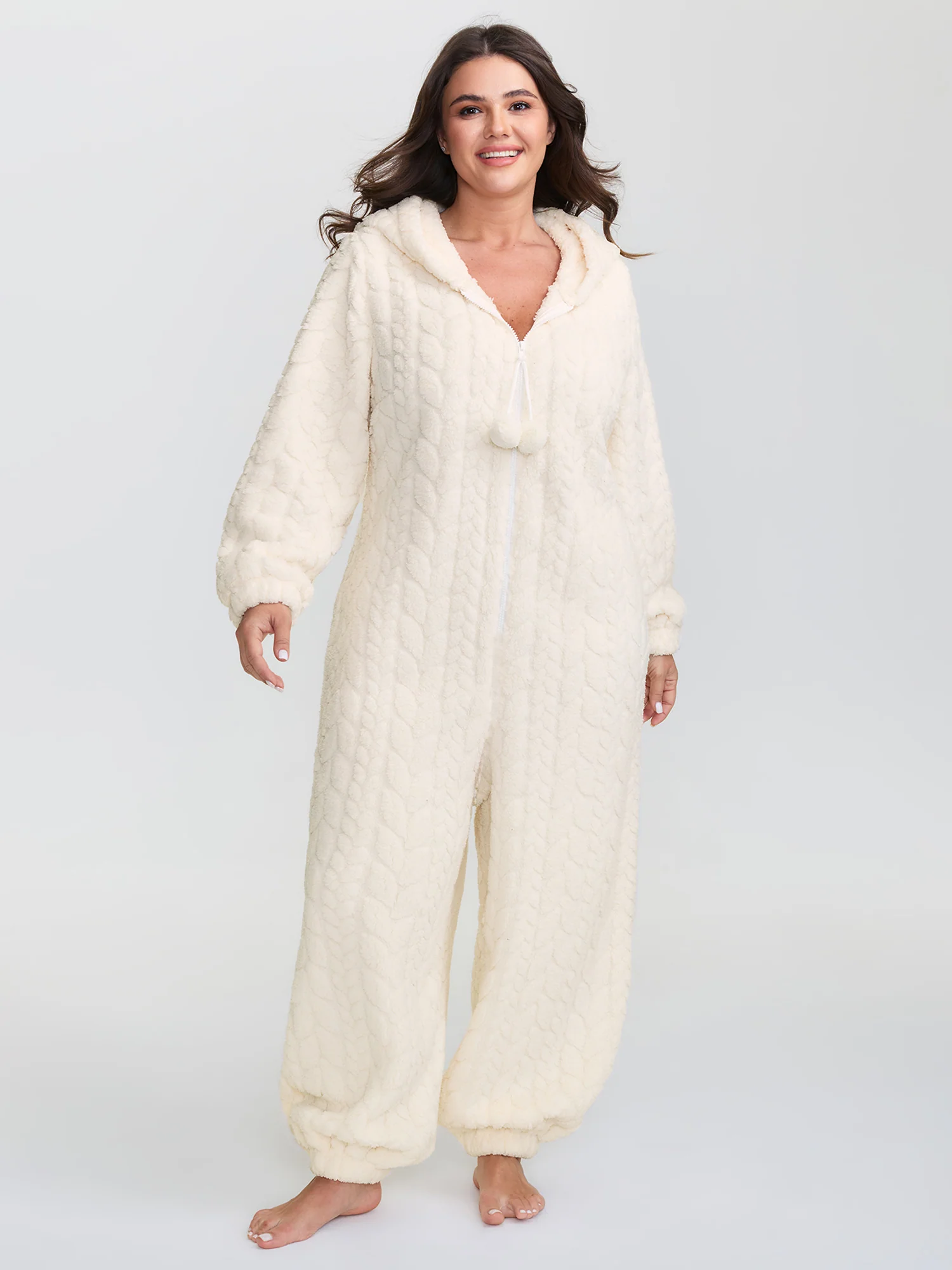 Cozy Fleece Half Zipper Lounge Jumpsuit - Image 3
