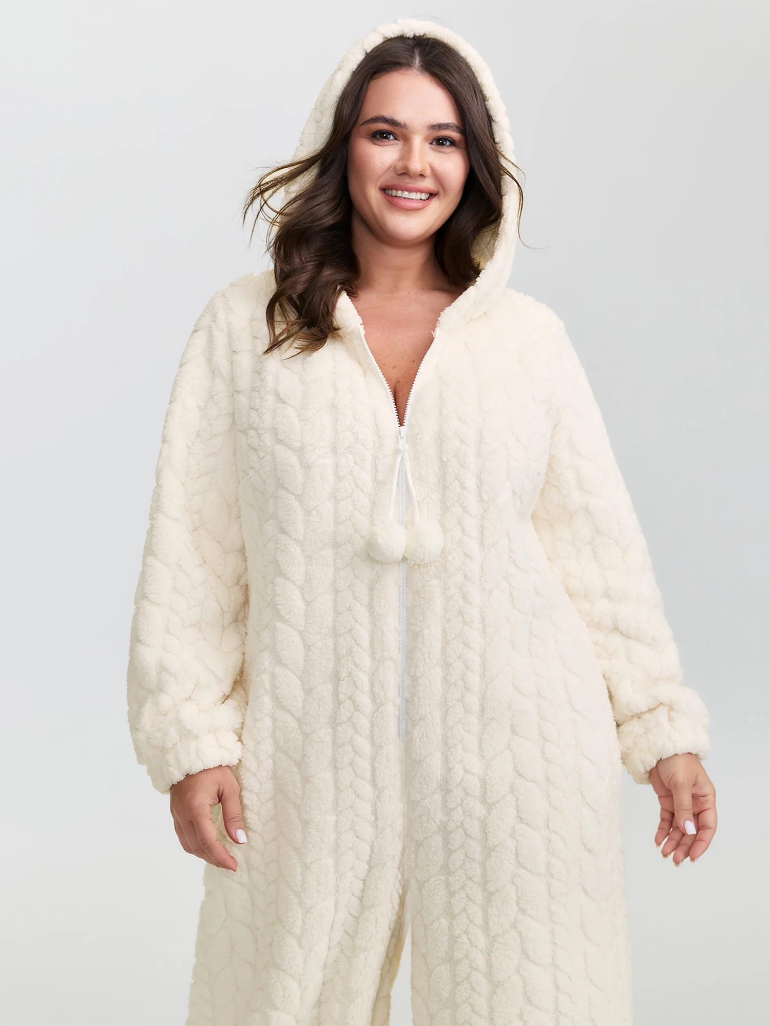 Cozy Fleece Half Zipper Lounge Jumpsuit - Image 4