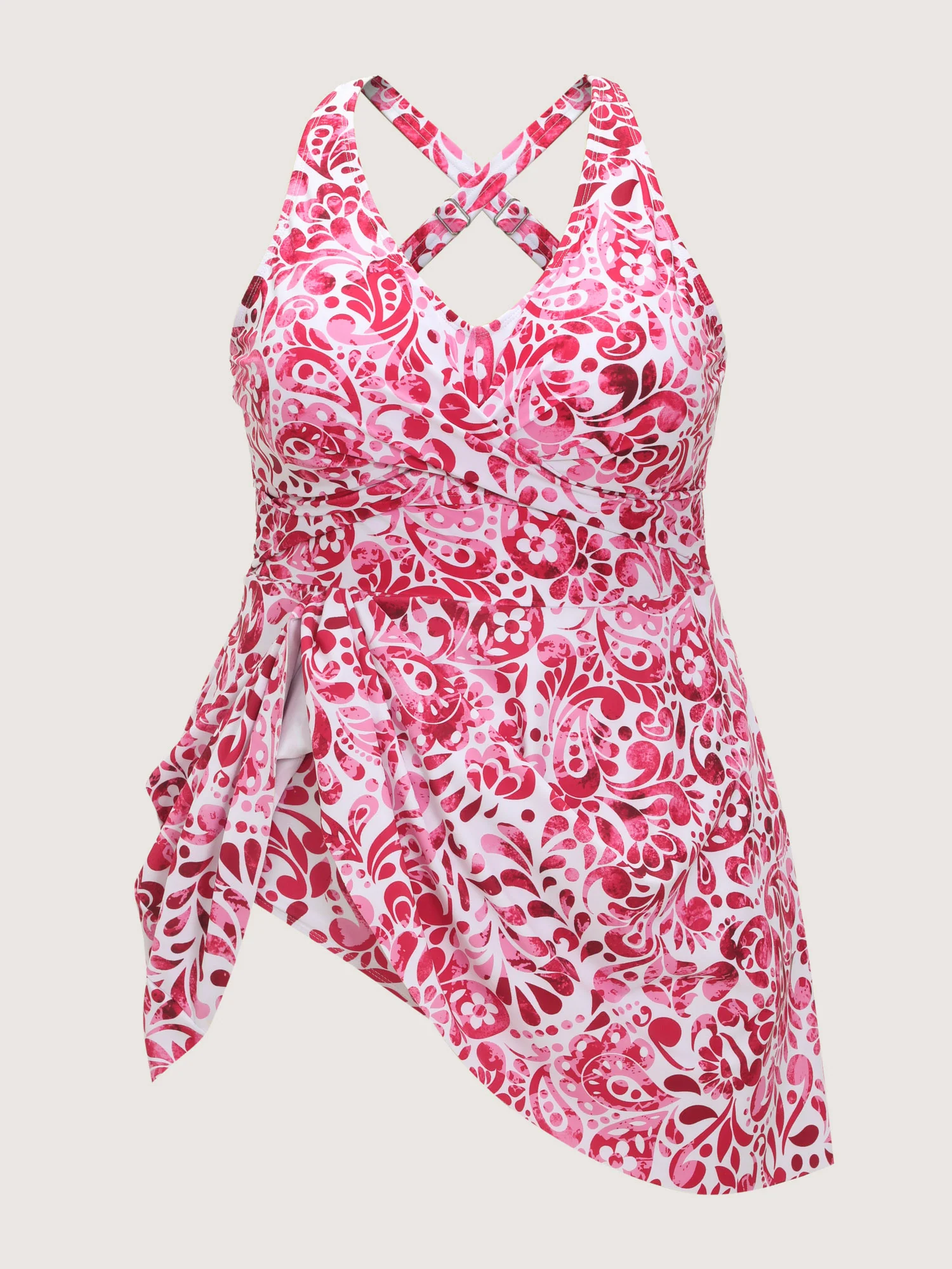 Floral Paisley Print Back Cut-Out Swim Dress - Image 6