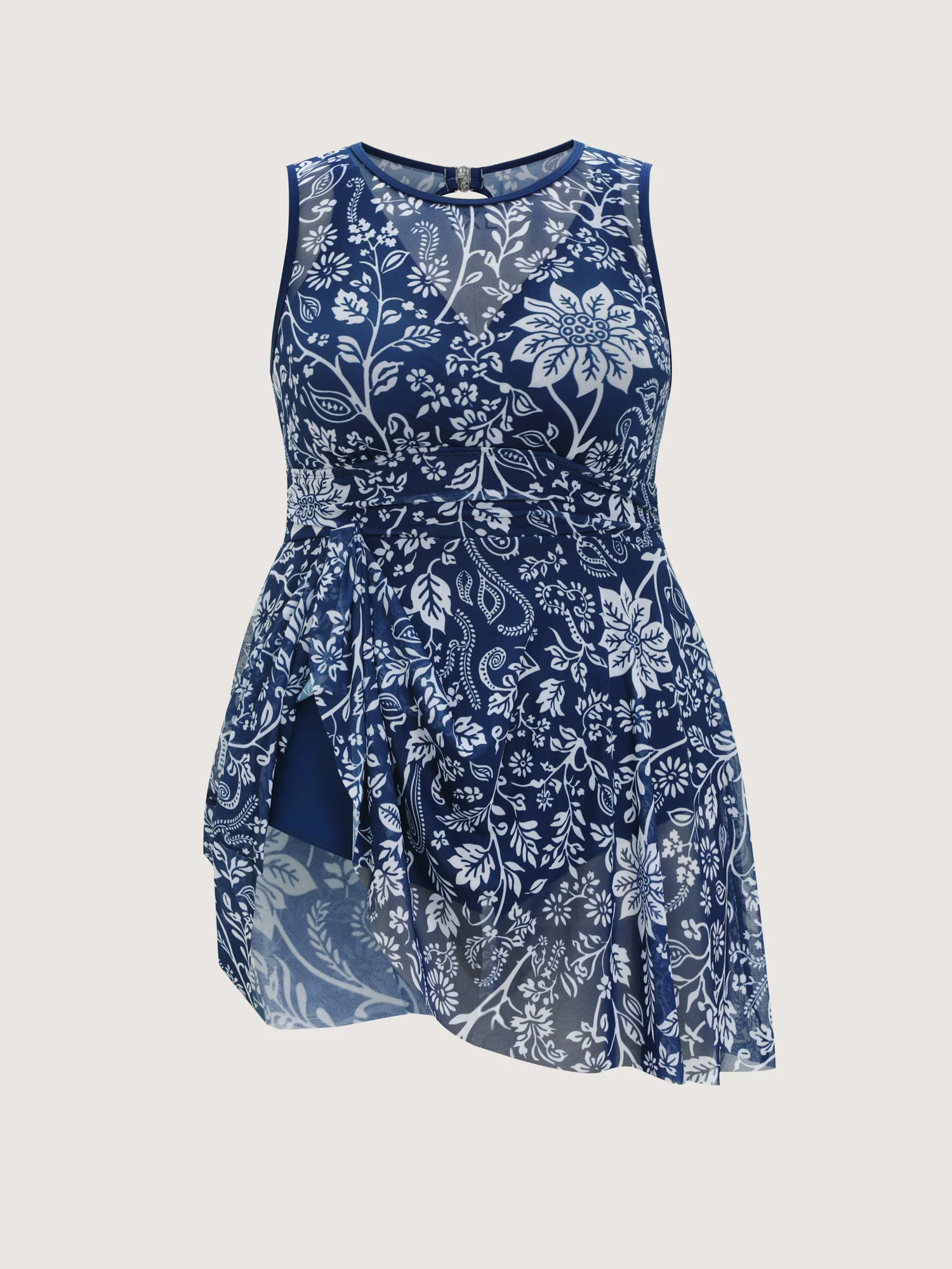 Floral Paisley Print Sheer Swim Dress - Image 10