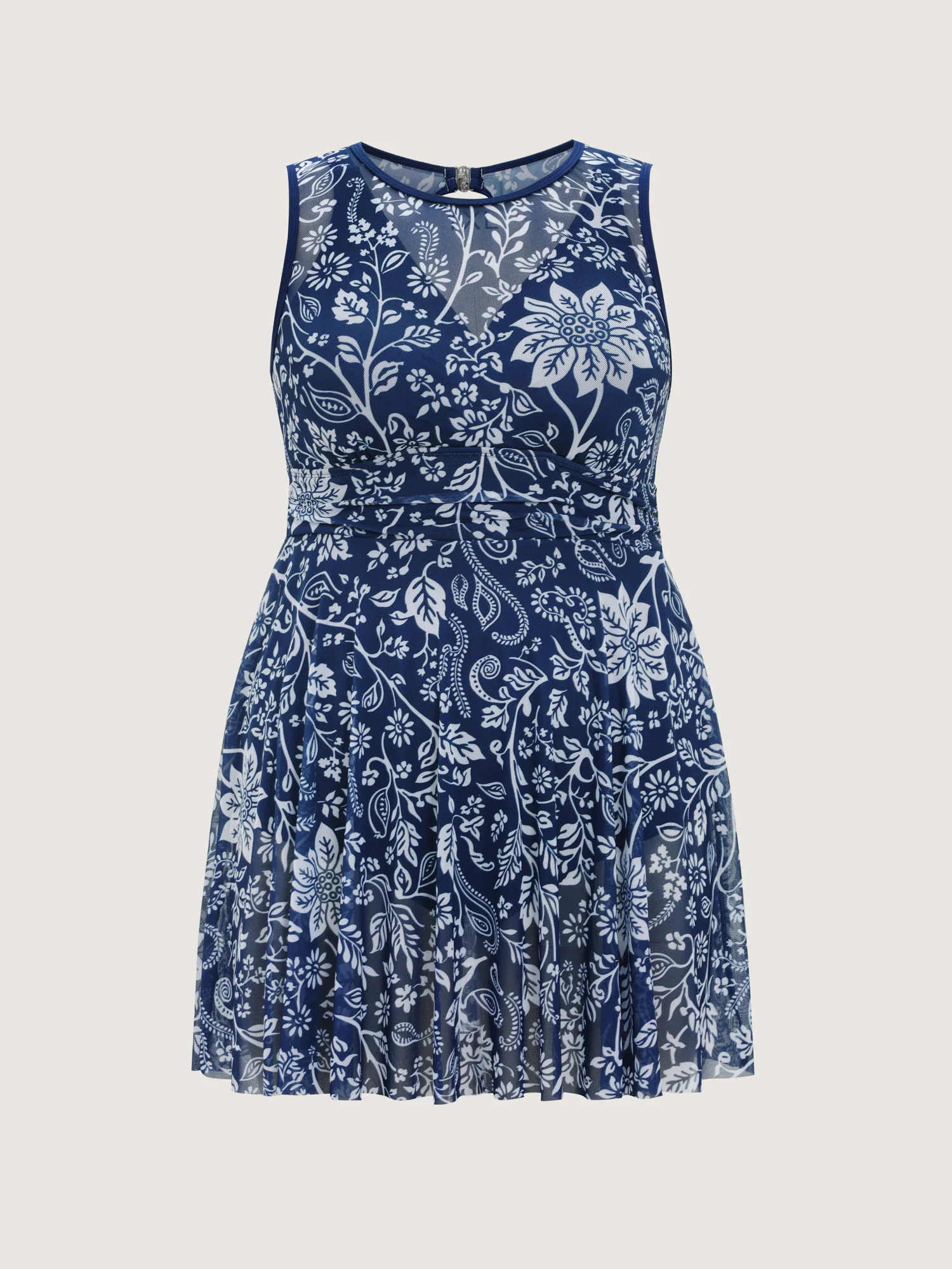 Floral Paisley Print Sheer Swim Dress - Image 9