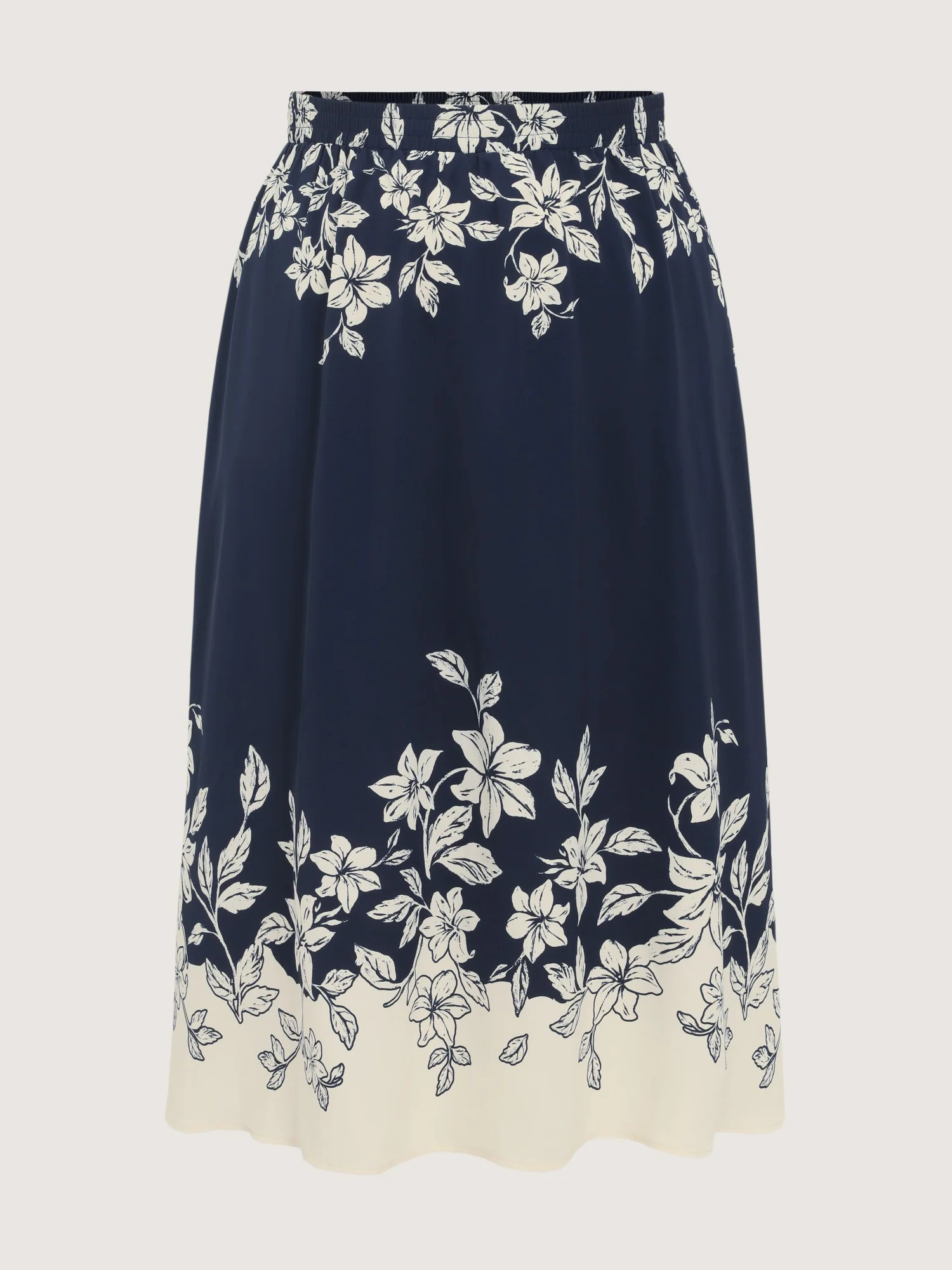Floral Print Elastic Waist Pocket Midi Skirt - Image 8