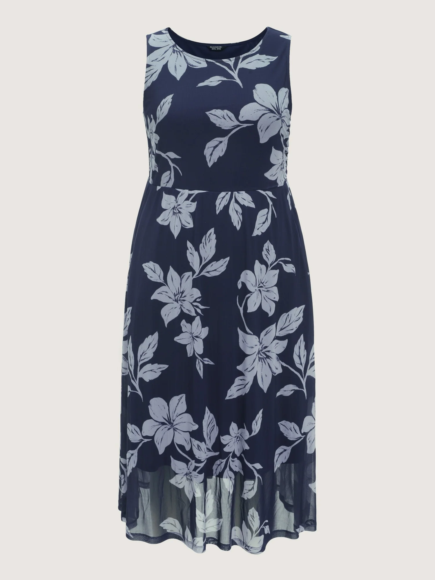 Floral Print Mesh Sleeveless Midi Dress - Image 8