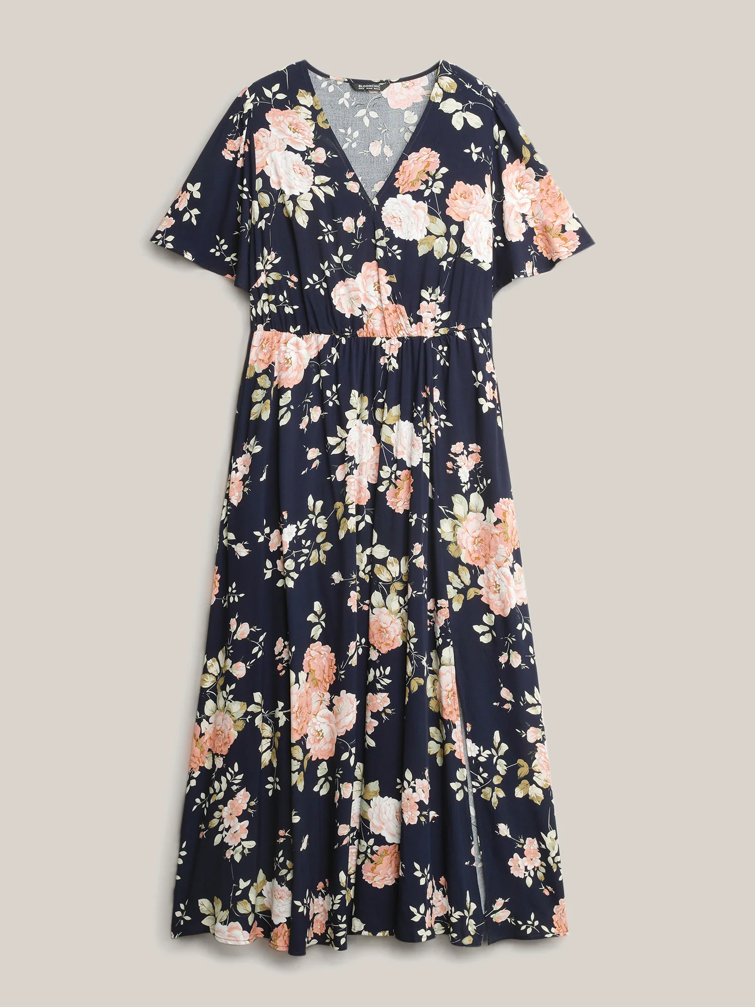 Bloom Dress - Flutter Sleeve Ditsy Floral Pocket Split Maxi Dress - Image 14