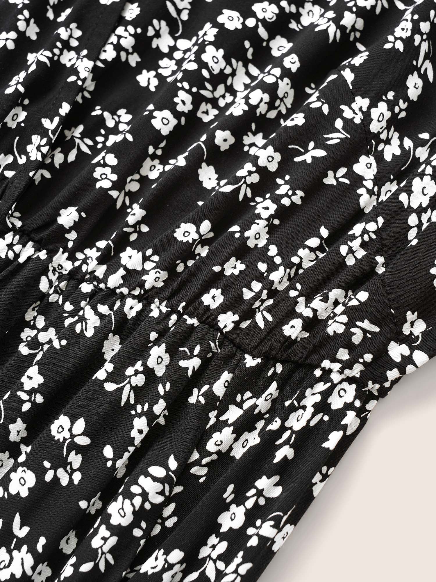 Bloom Dress - Flutter Sleeve Ditsy Floral Pocket Split Maxi Dress - Image 5