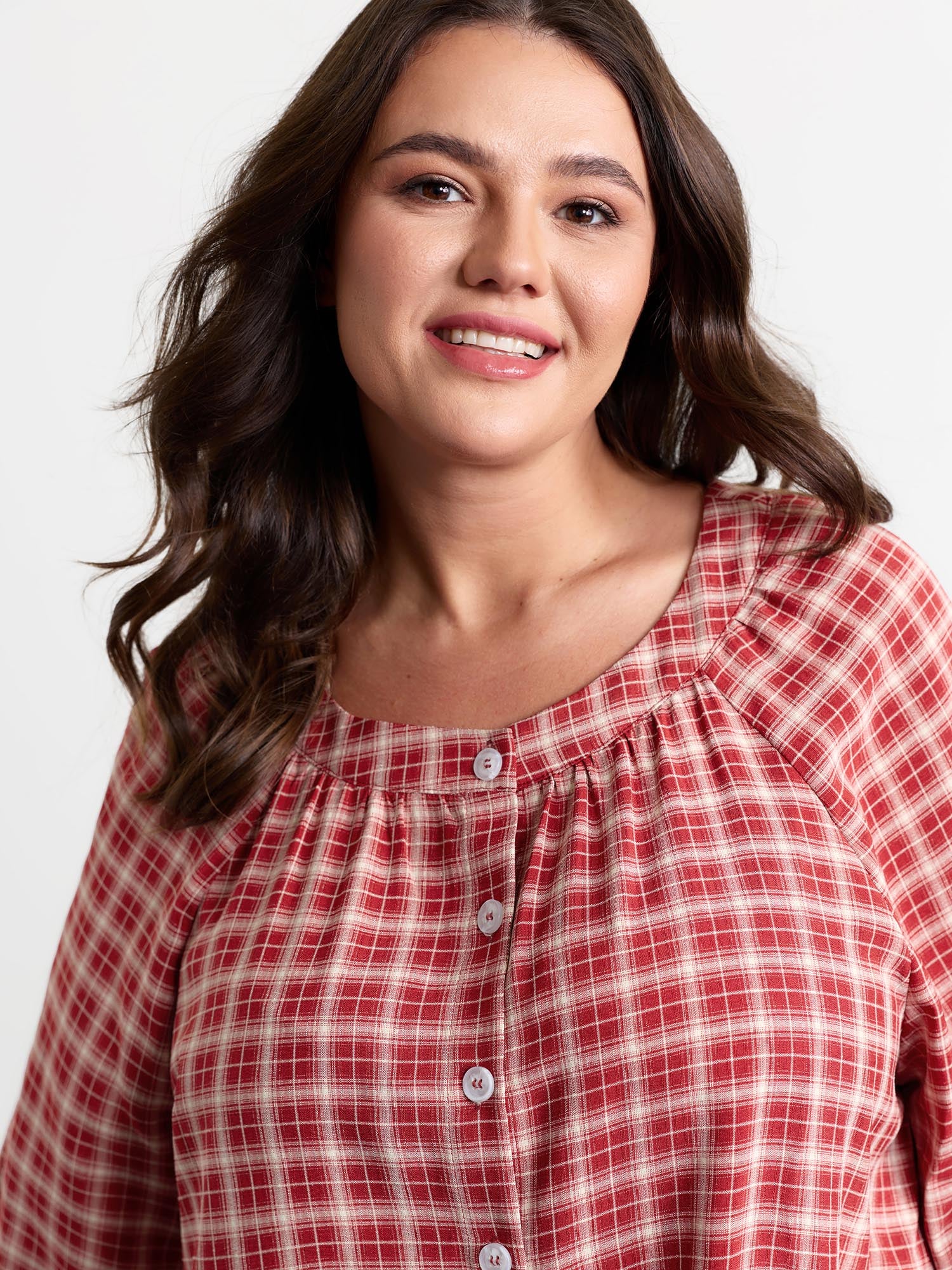 Gingham Print Ruffled Hem Co-Ord Pajama Set - Image 26