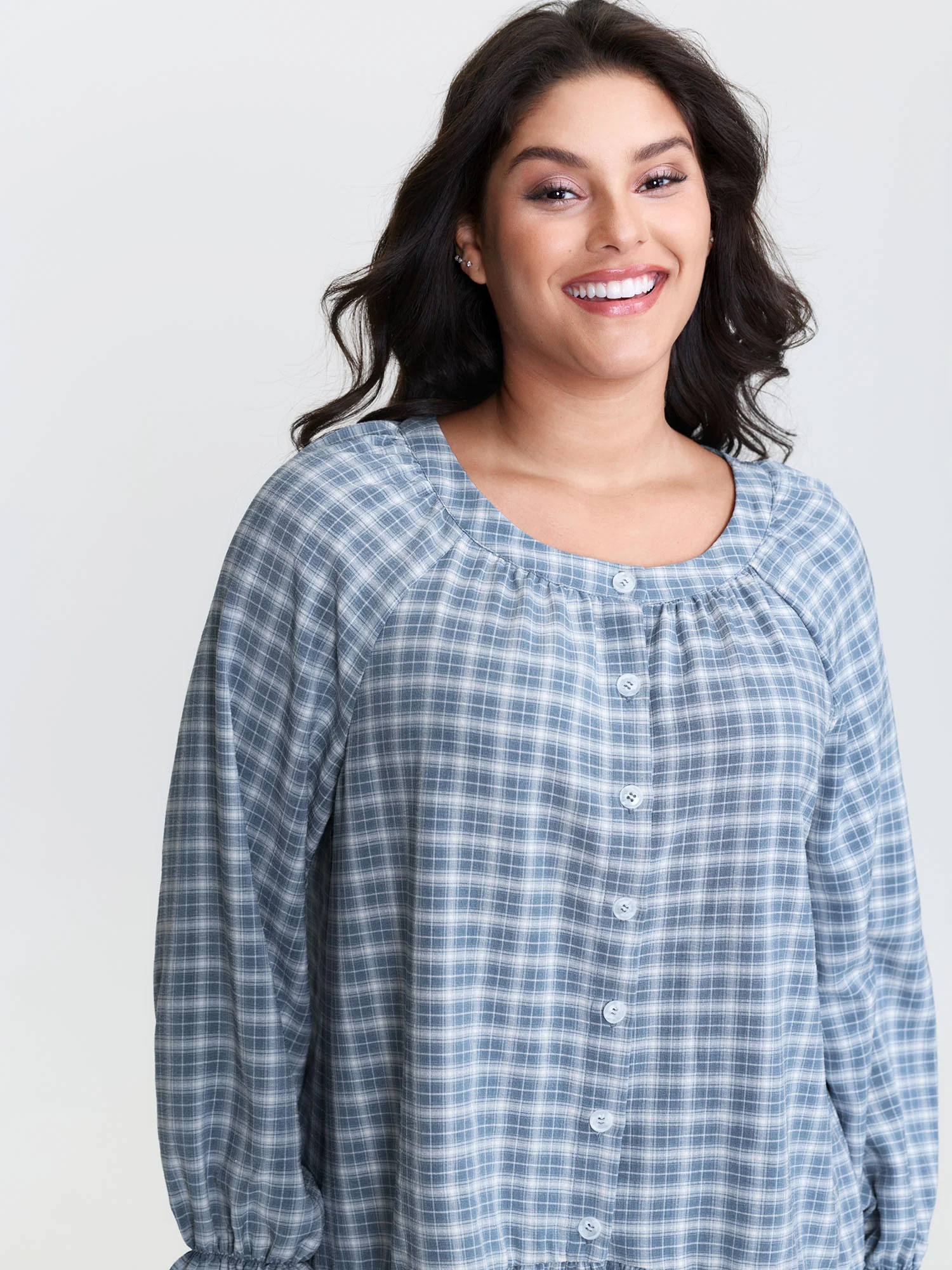 Gingham Print Ruffled Hem Co-Ord Pajama Set - Image 50