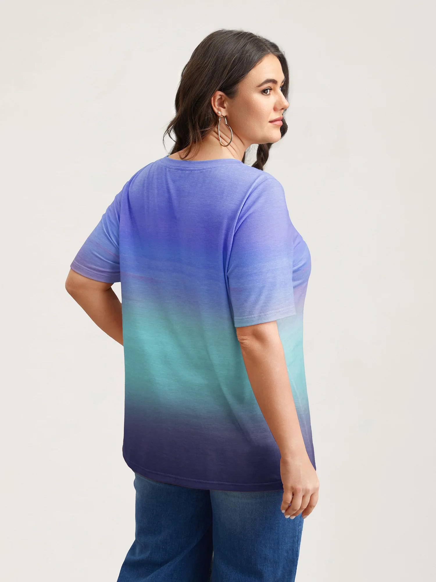 Gradient Beach Print Fitted T-Shirt - Image 4
