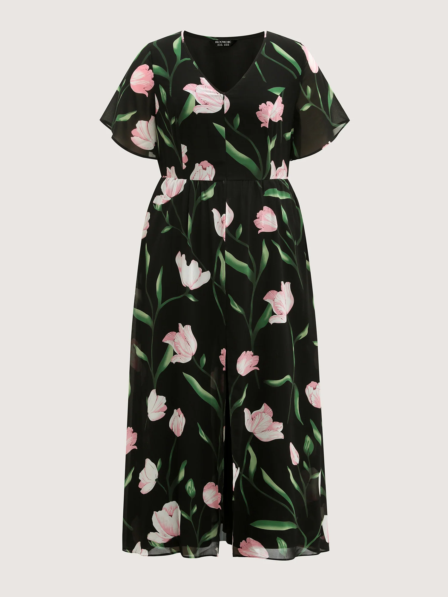 Hidden Zipper Floral Layered Pockets Jumpsuit - Image 7