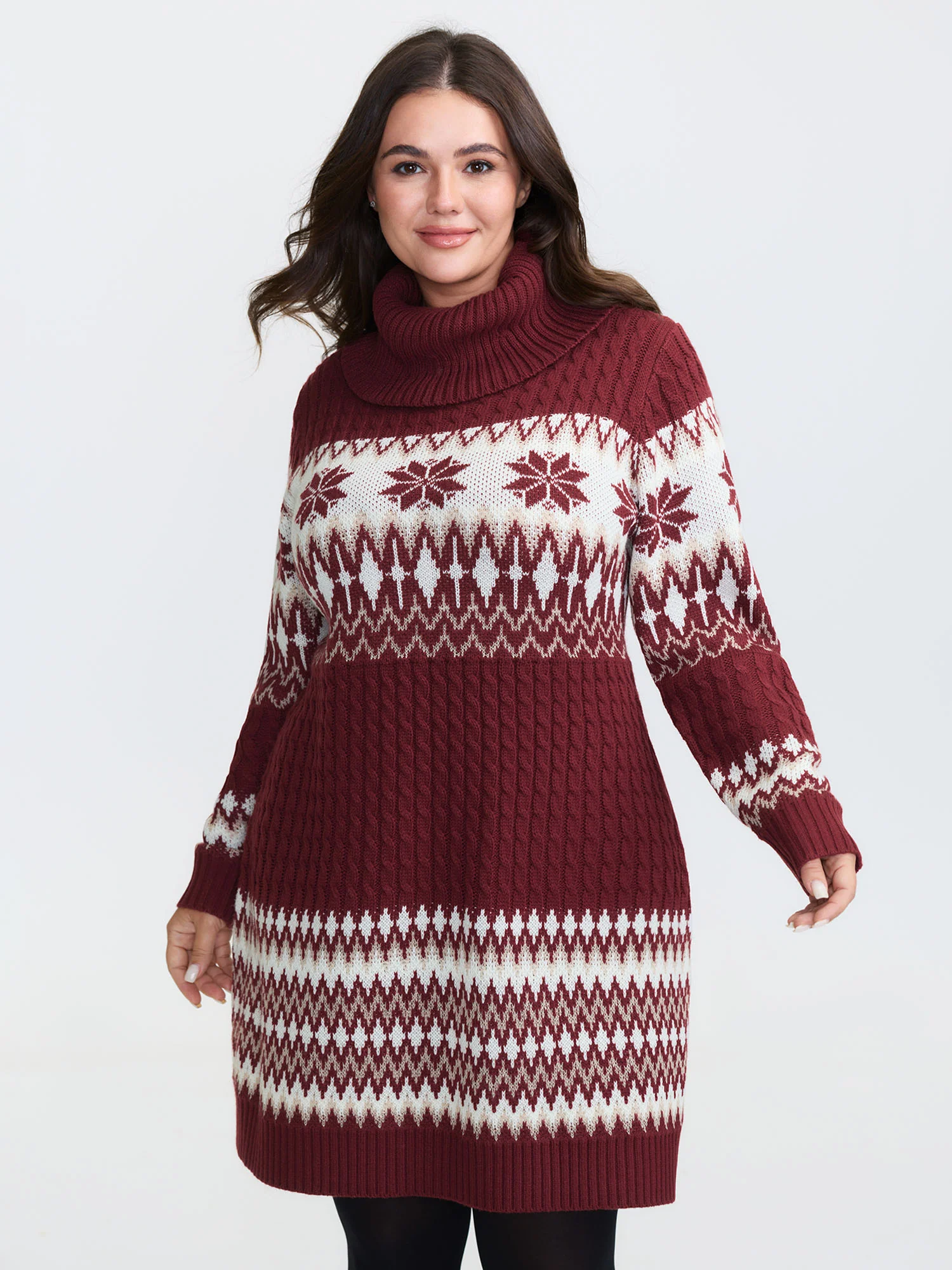 Holiday Textured Turtleneck Sweater Dress - Image 5