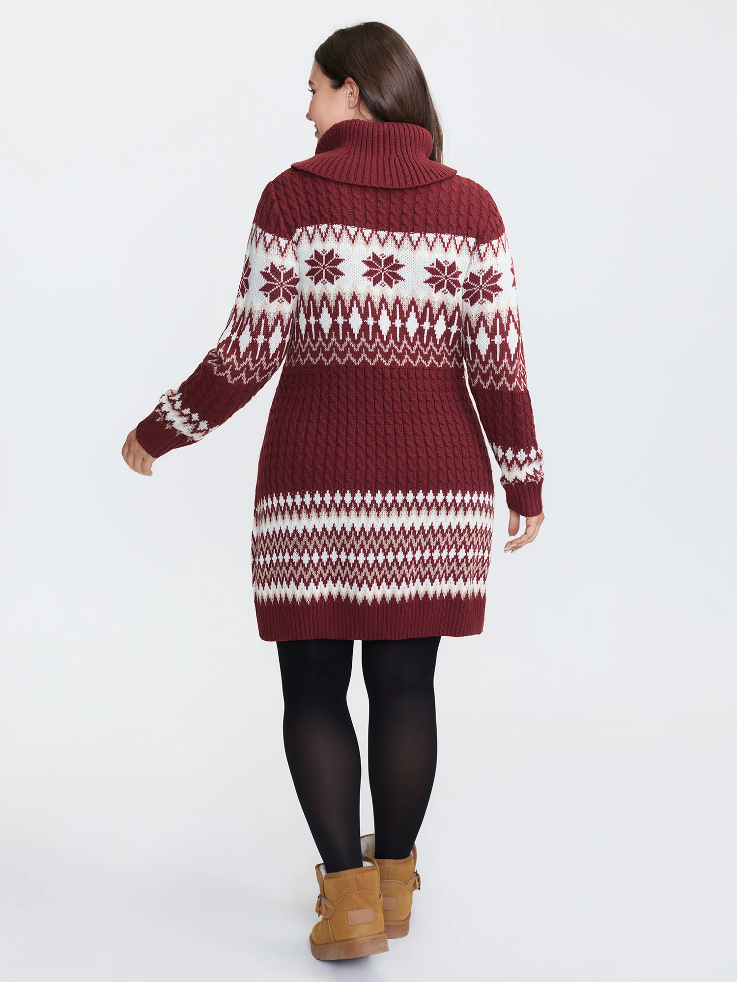 Holiday Textured Turtleneck Sweater Dress - Image 8