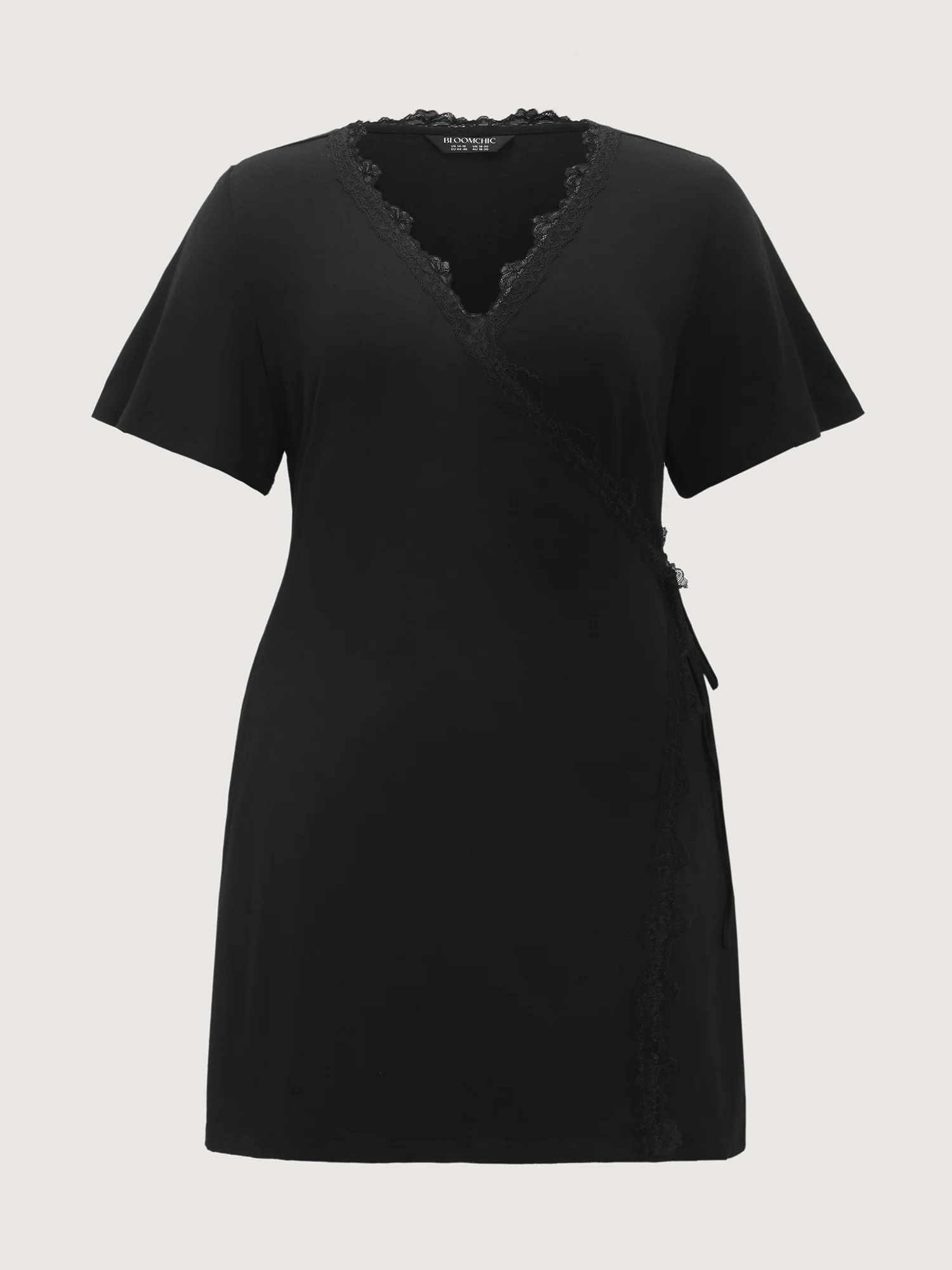 Lace Trim Side-Tie Pockets Nightgown - Image 8
