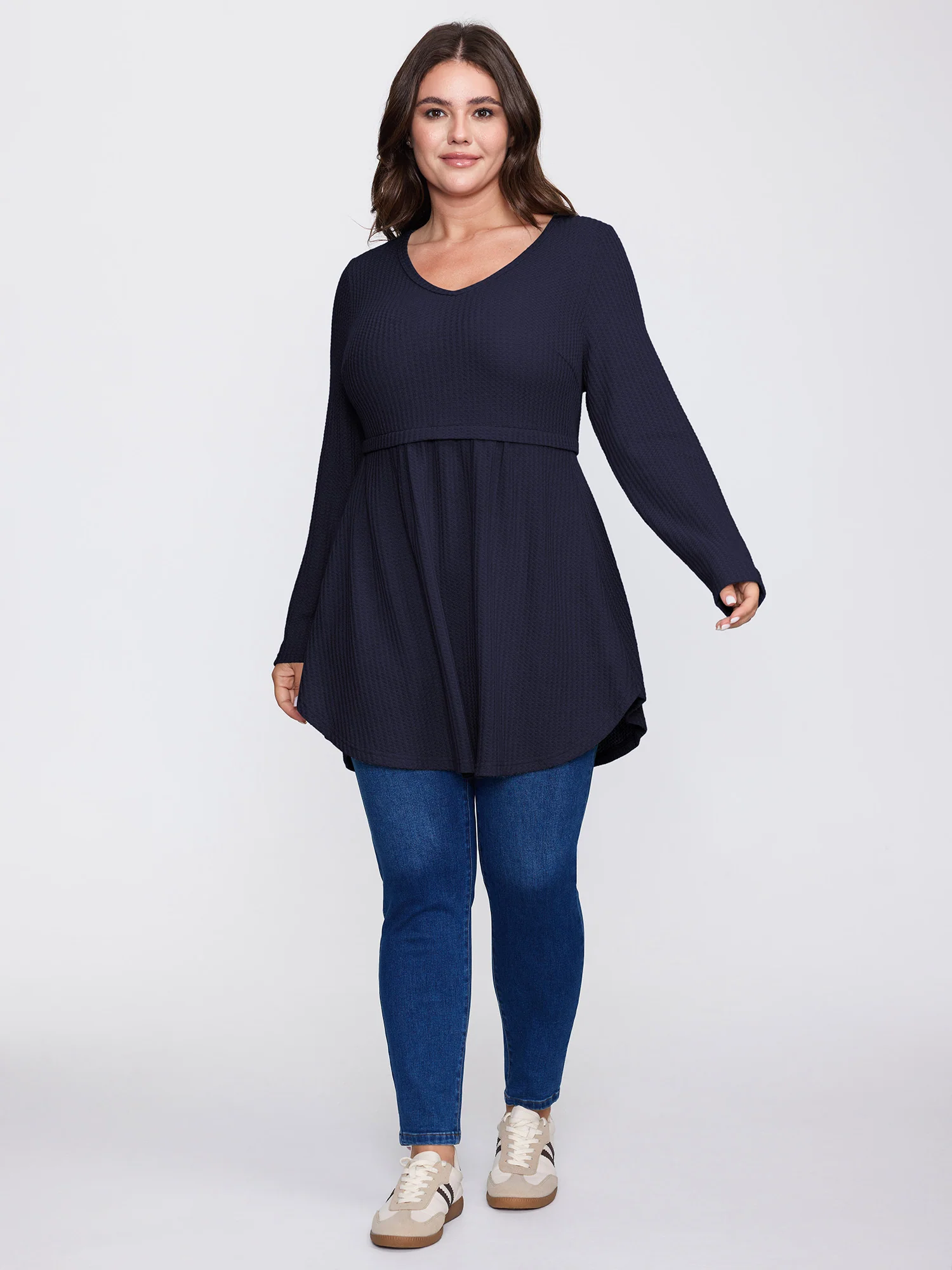 Layered V-Neck Fit and Flare Knit Top - Image 18