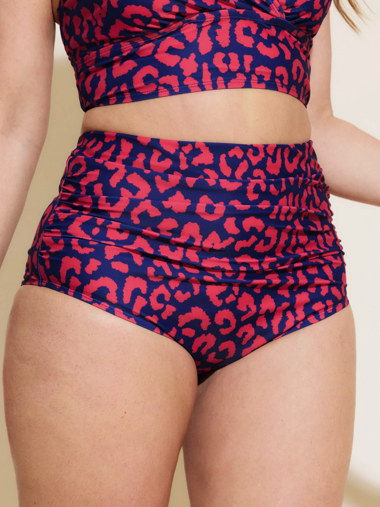 Leopard Print Ruched Tight-Fit Bikini Bottoms - Image 48