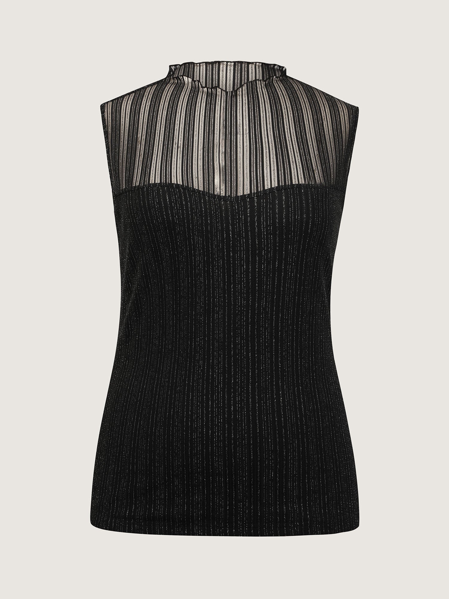 Lurex Sheer Neckline Lined Tank Top - Image 6
