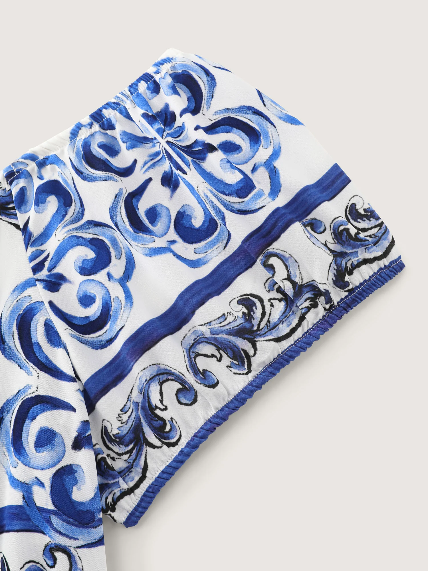 Majolica Print Stretchy Waist Belted Blouse - Image 6