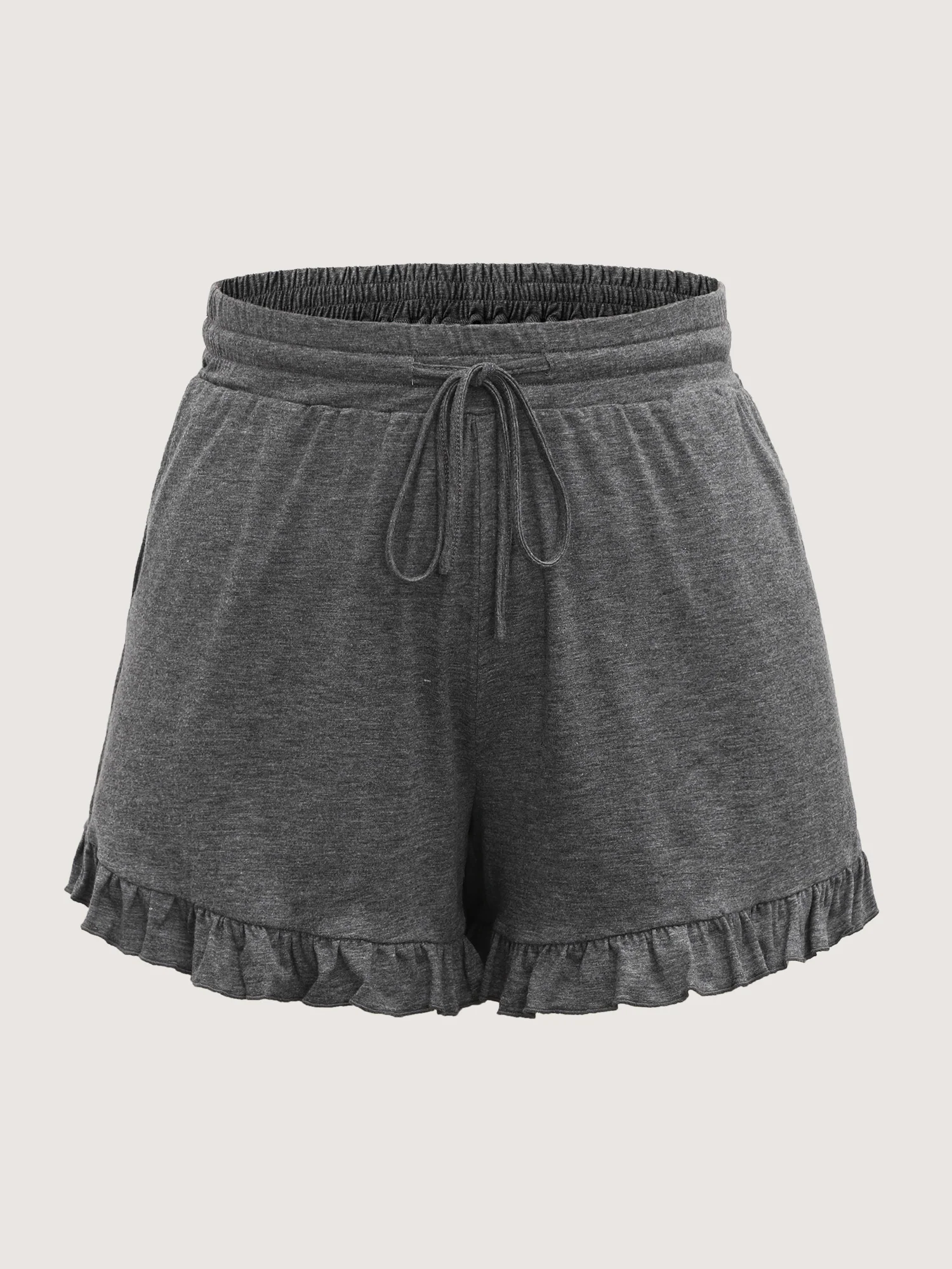 Supersoft Mixed Color Knit Drawstring Ruffled Shorts - Image 11