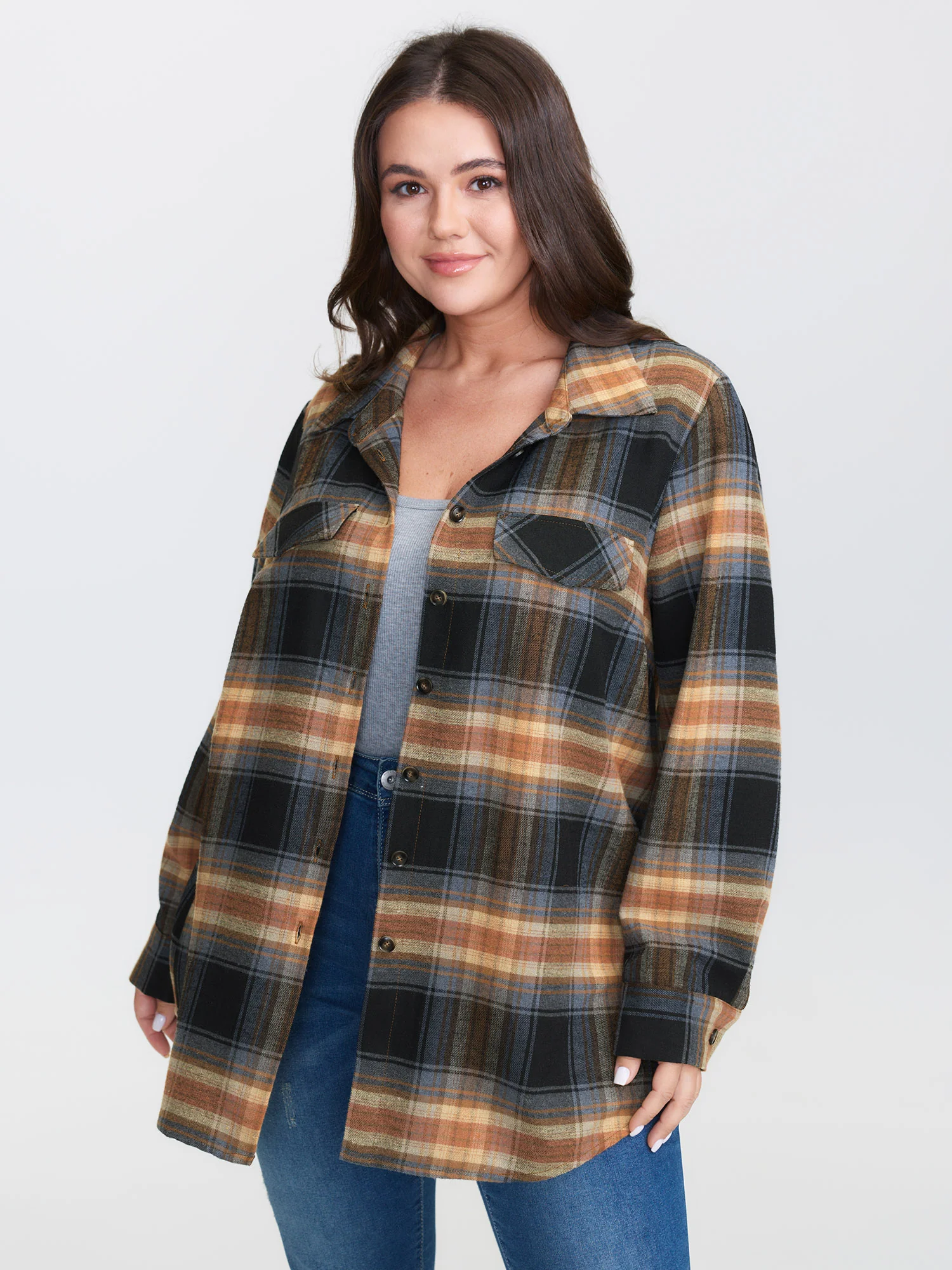 Plaid Print Button Down Shirt