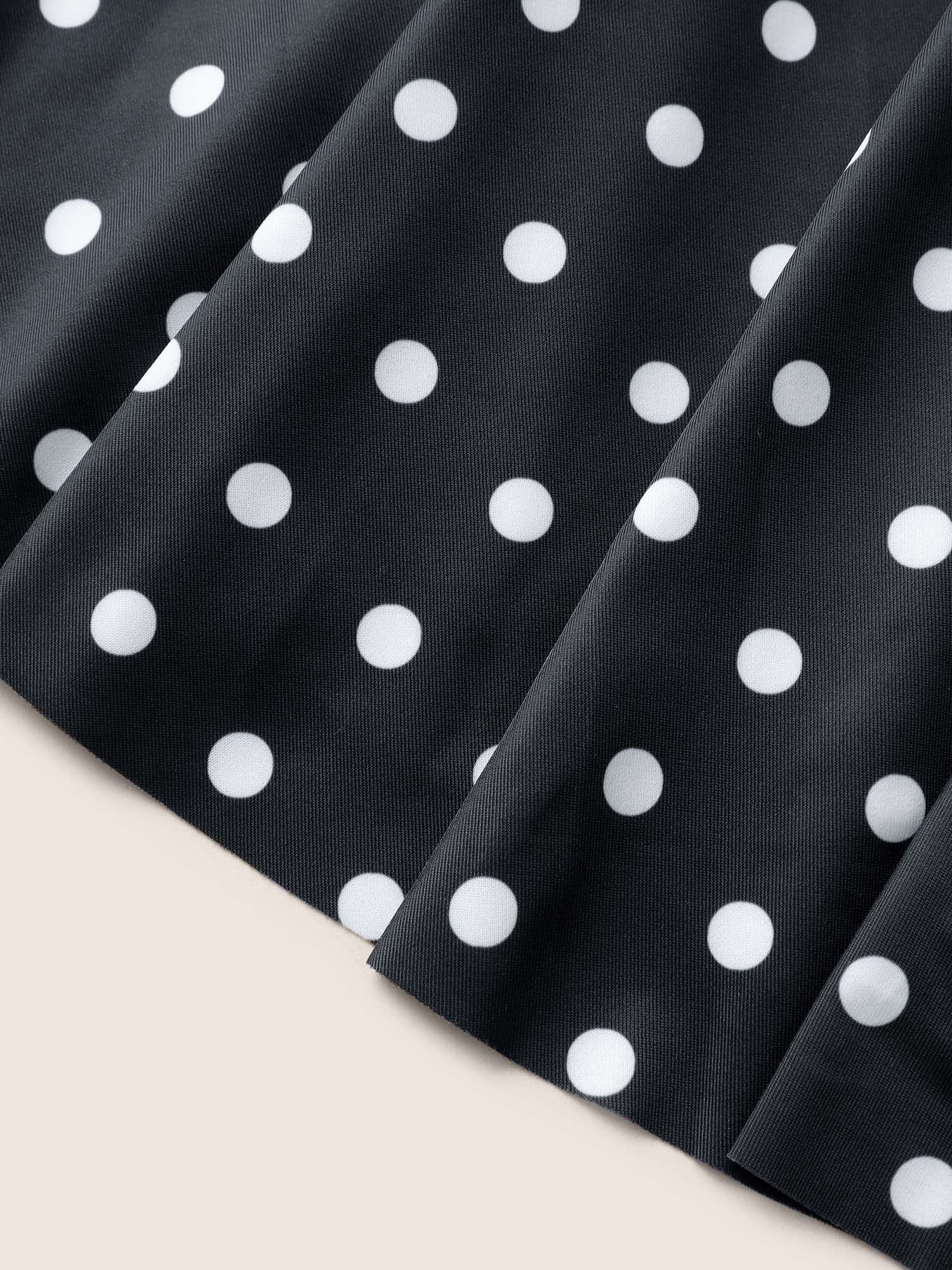 Polka Dot Crossover Ruched Flutter Hem Swim Dress - Image 14