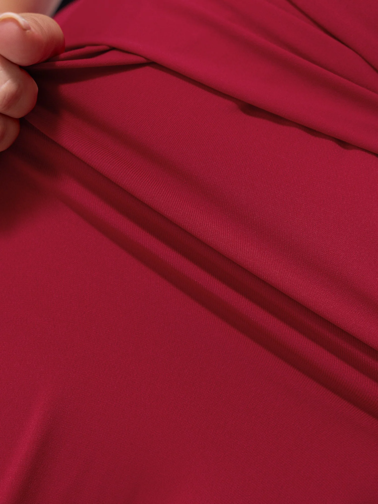 Round Neck Self Tie Waist Asymmetrical Hem Midi Dress - Image 5