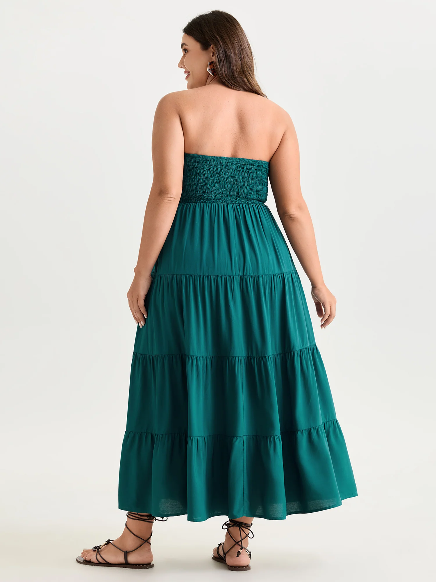 Ruched Bodice Tiered Flowy Maxi Dress - Image 3