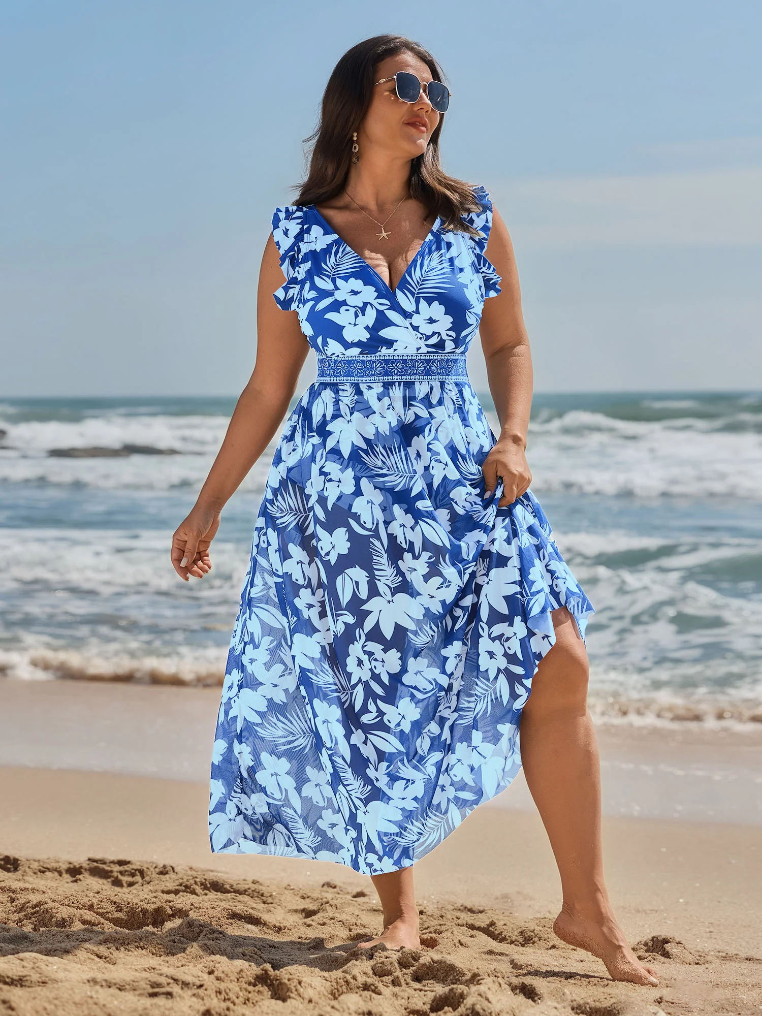 Sarong Set Tropical Print One-Piece Swim - Image 13