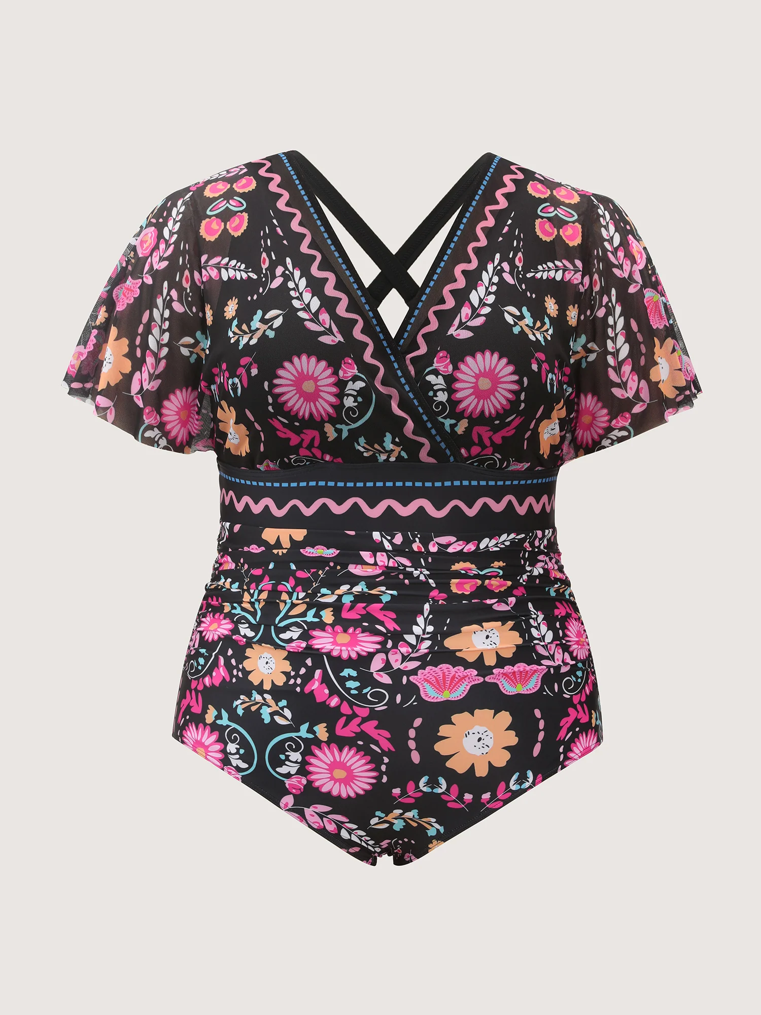 Sarong Set Floral Print One-Piece Swimsuit - Image 10