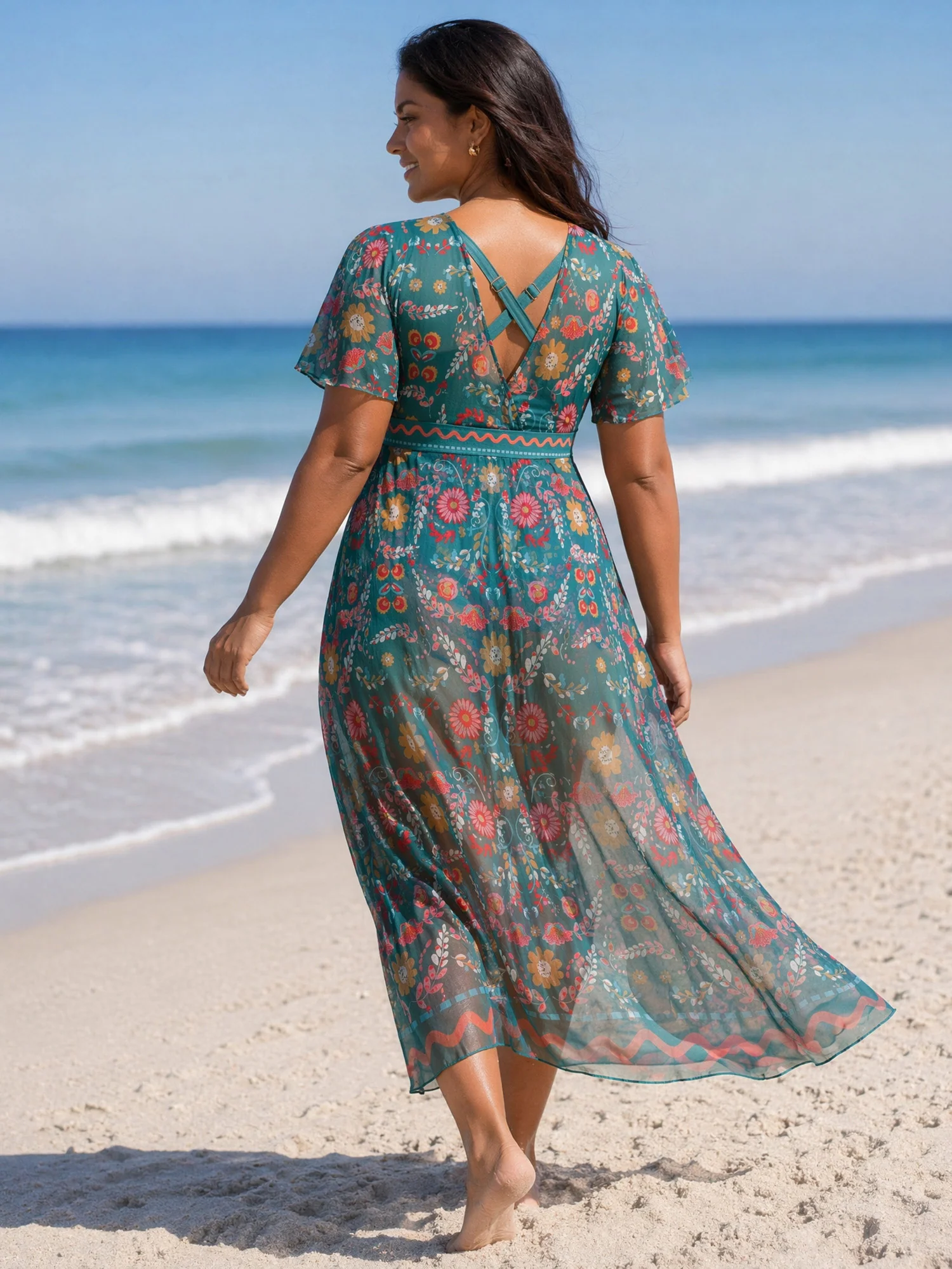 Sarong Set Floral Print One-Piece Swimsuit - Image 35