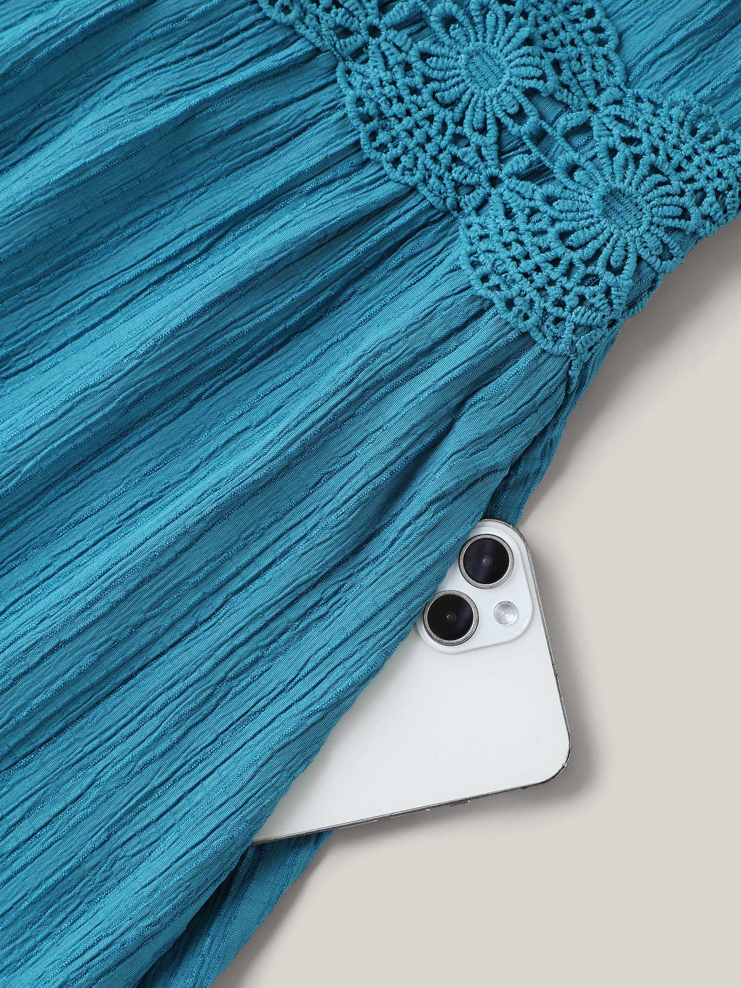 Scalloped Lace Surplice Ruffled Midi Dress - Image 6